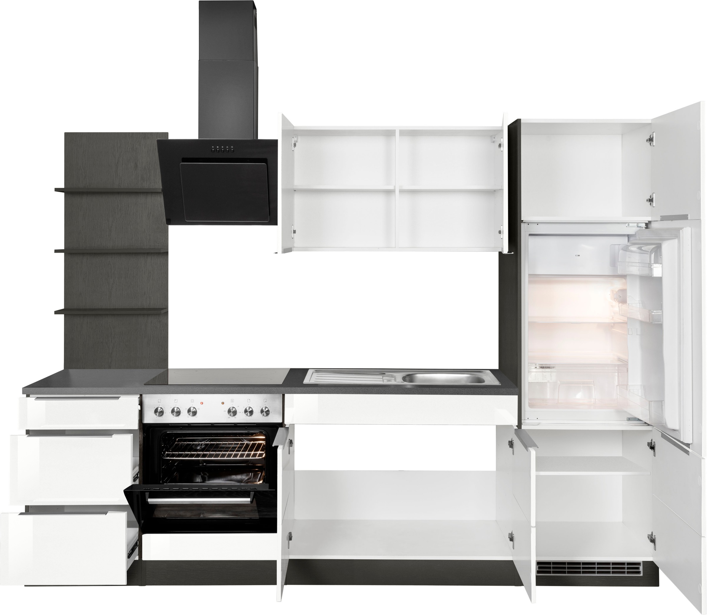 HELD MÖBEL Küchenzeile mit OTTO 270 cm Breite »Brindisi«, Online Shop im E-Geräten