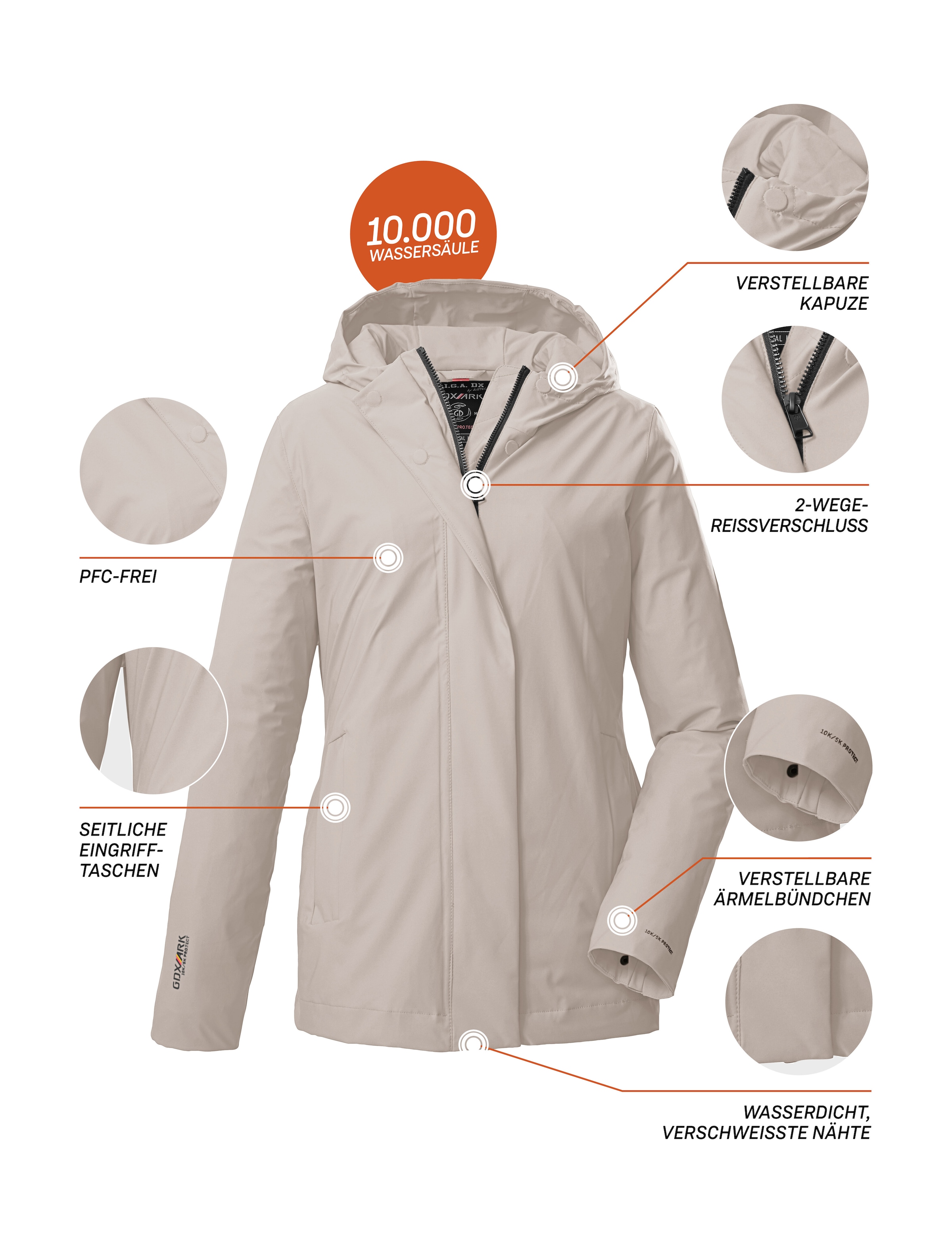 G.I.G.A. DX by killtec Funktionsjacke »GS 152 WMN JCKT«, Wasser- und winddicht, atmungsaktiv, recyceltes Material, verstellbar