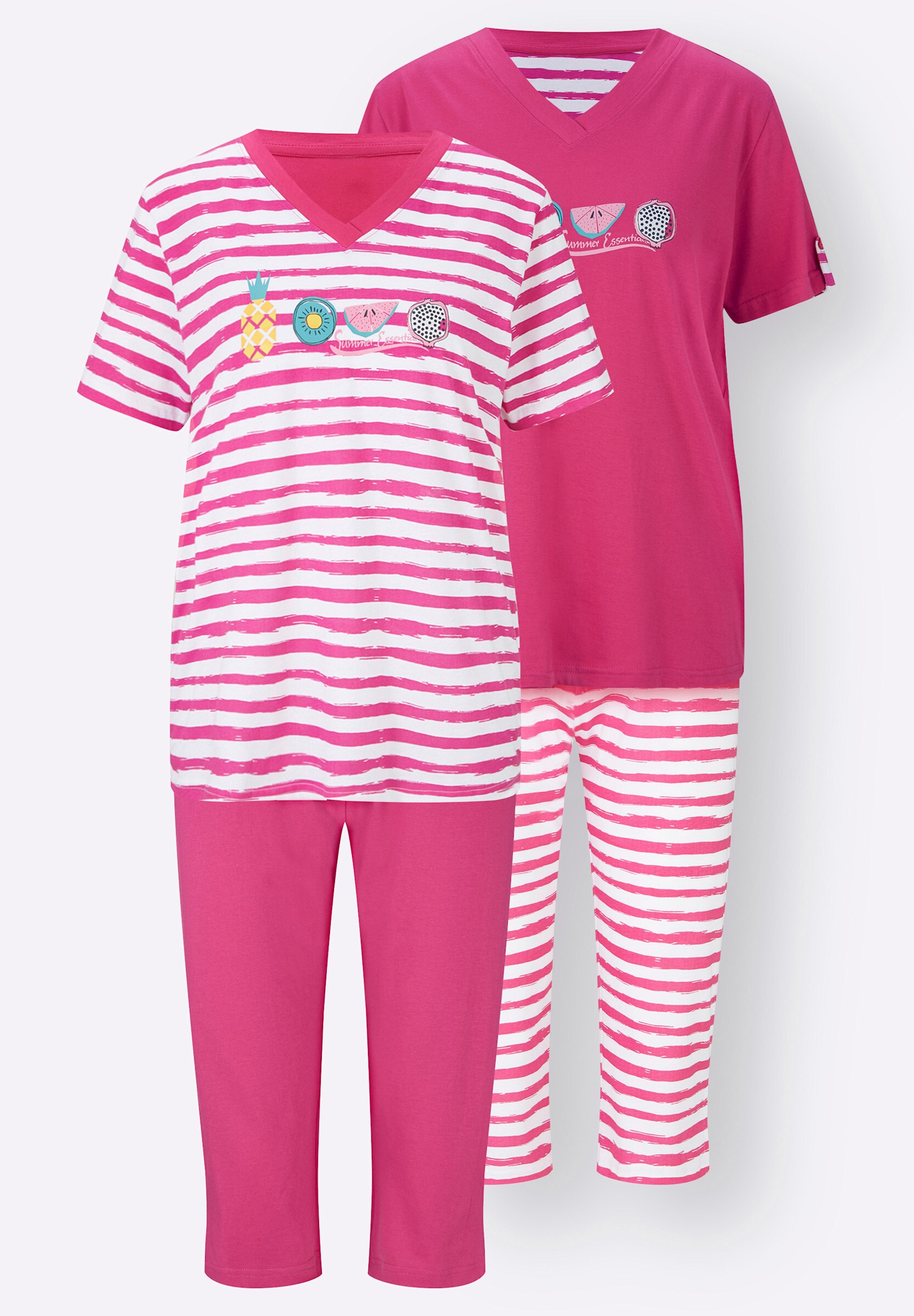 comtessa Capri-Pyjama »Capri-Anzüge Capri-Schlafanzüge in Single-Jersey-Qualität 2 Stück« 2 Stk.