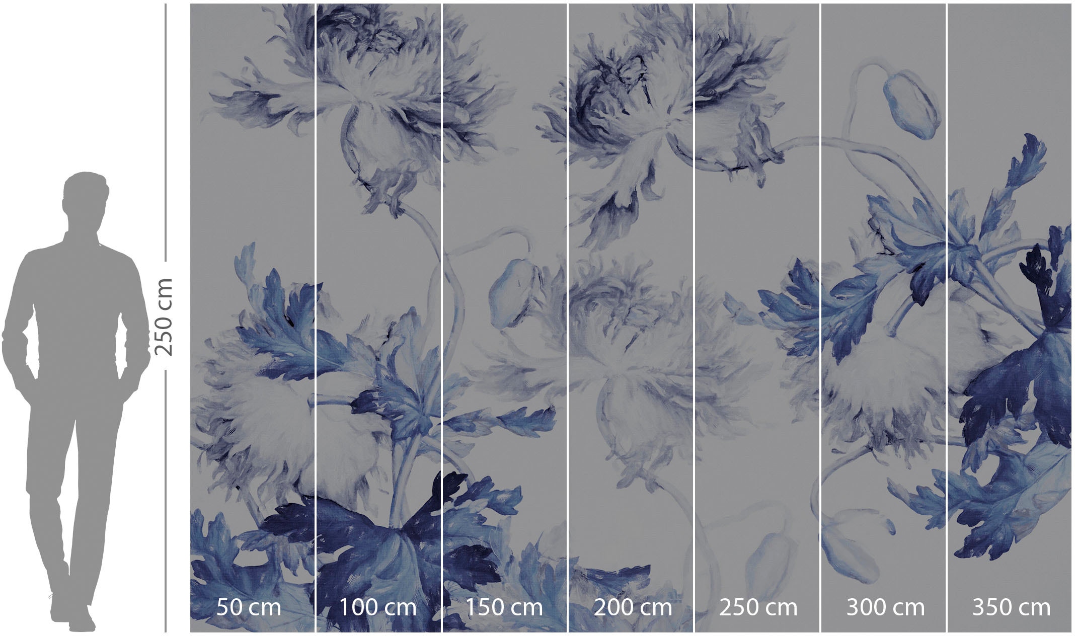 Komar Vliestapete »Digitaldruck Vlies - Blue Silhouettes - Größe 350 x 250 cm«, bedruckt, Wohnzimmer, Schlafzimmer