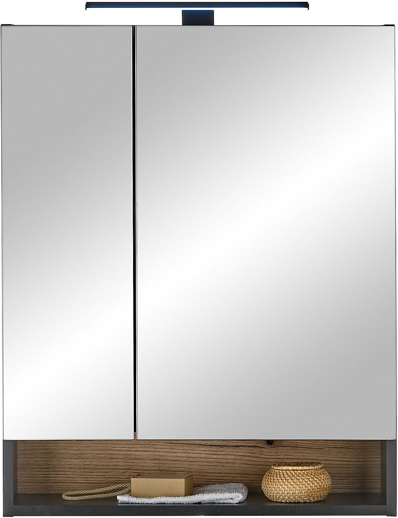 BASIC by Balculina Spiegelschrank »Denver Spiegelschrank, Badezimmerschrank BxHxT 60x75x22«, (1 St.), Breite 60 cm, Tür L/R montierbar, Softclose