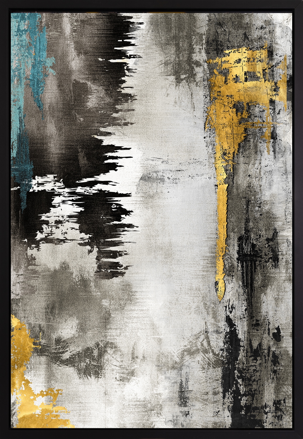queence Leinwandbild »Abstrakt Gold«, Abstrakt-Abstrakte-Kunst-Modern, mit einem Schattenfugenrahmen veredelt