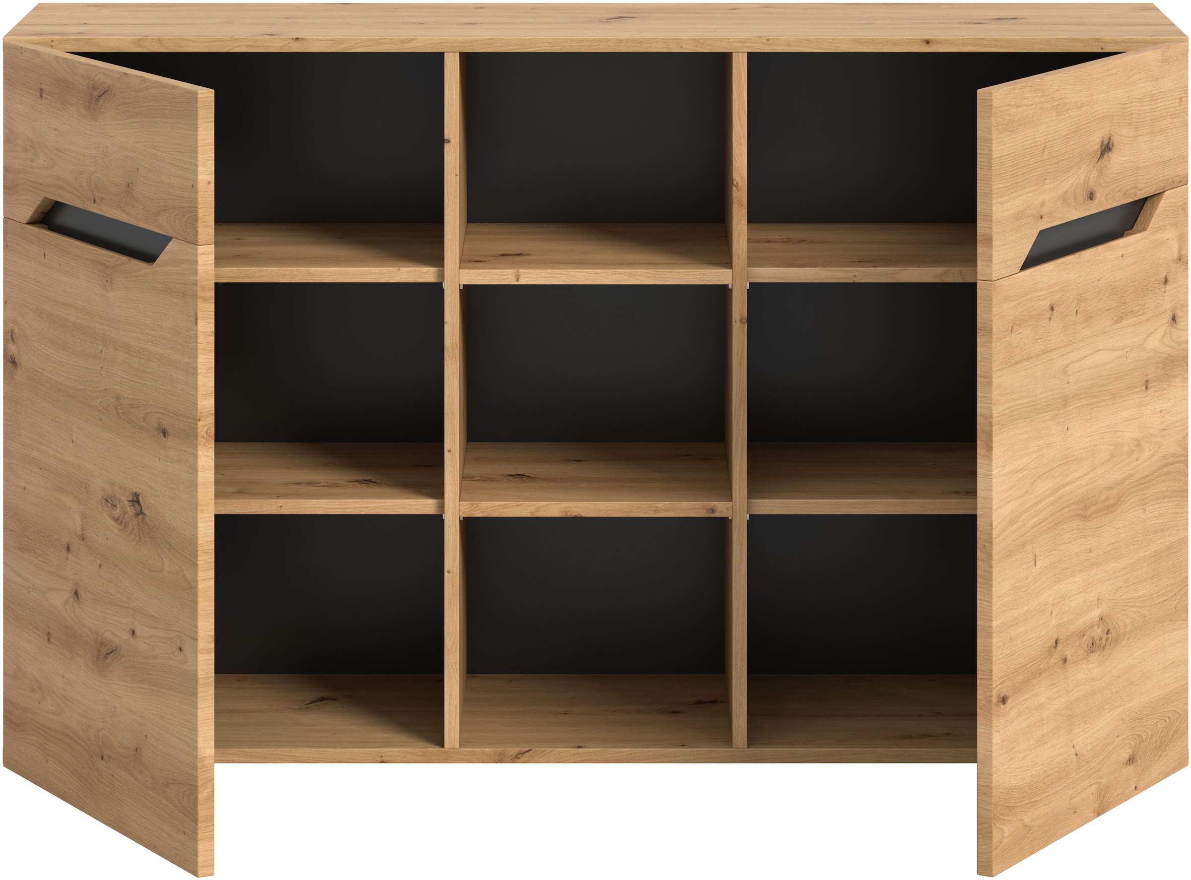 INOSIGN Sideboard »SERTA, Breite: 130cm, 2 Türen, 3 offene Fächer, viel Stauraum«, Anrichte, Kommode, Schrank, Board, Higboard