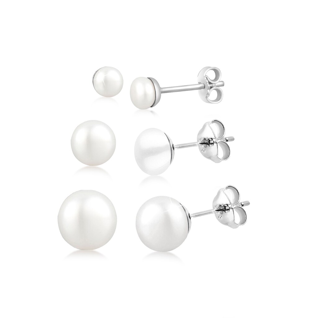 Elli Perlenohrringe »Basic Set Perlen Süßwasserzuchtperlen 925 Silber«