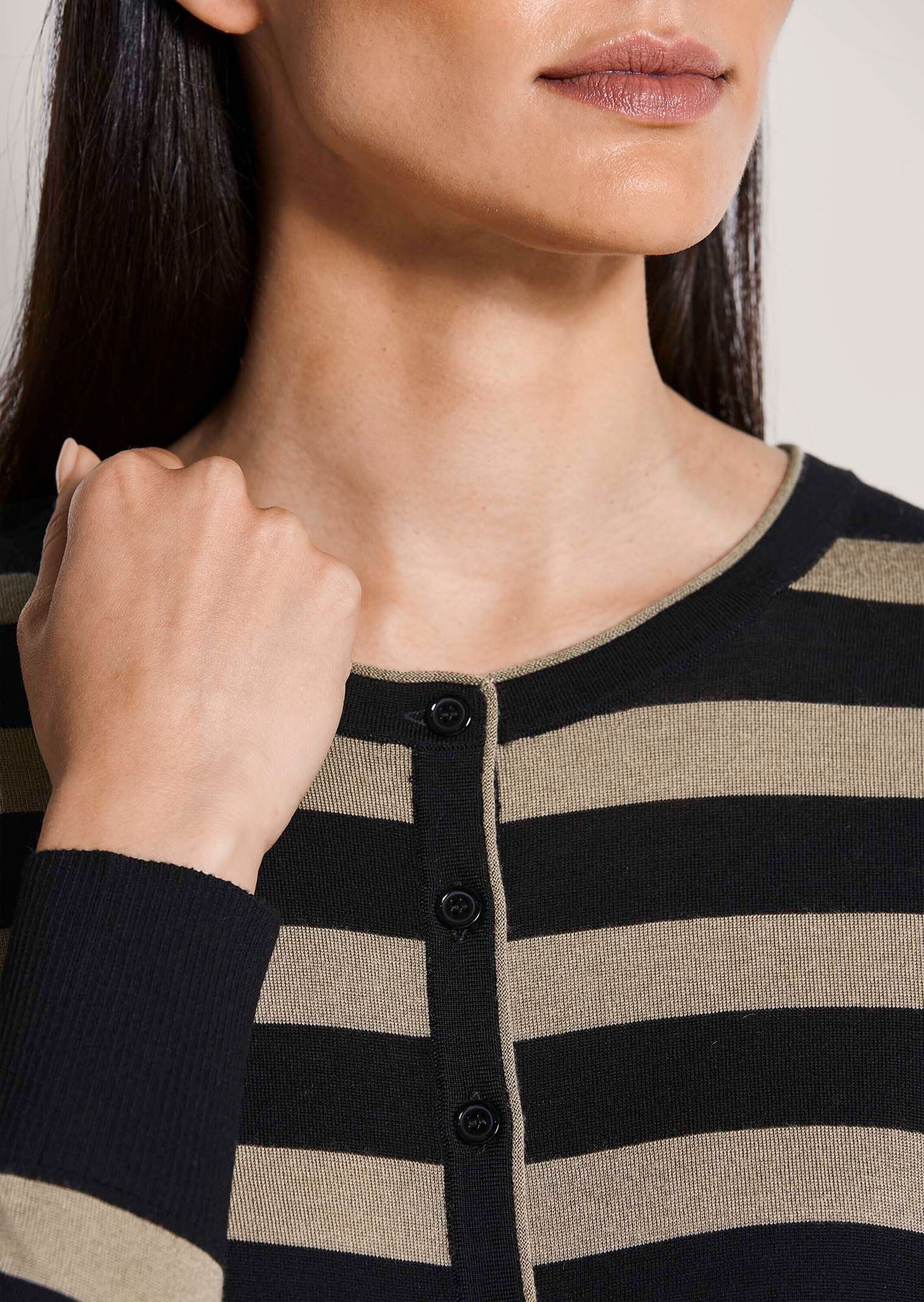 MADELEINE Strickjacke »Strickjacke Langarm Cardigan mit Streifen, Schurwolle« Batikprint