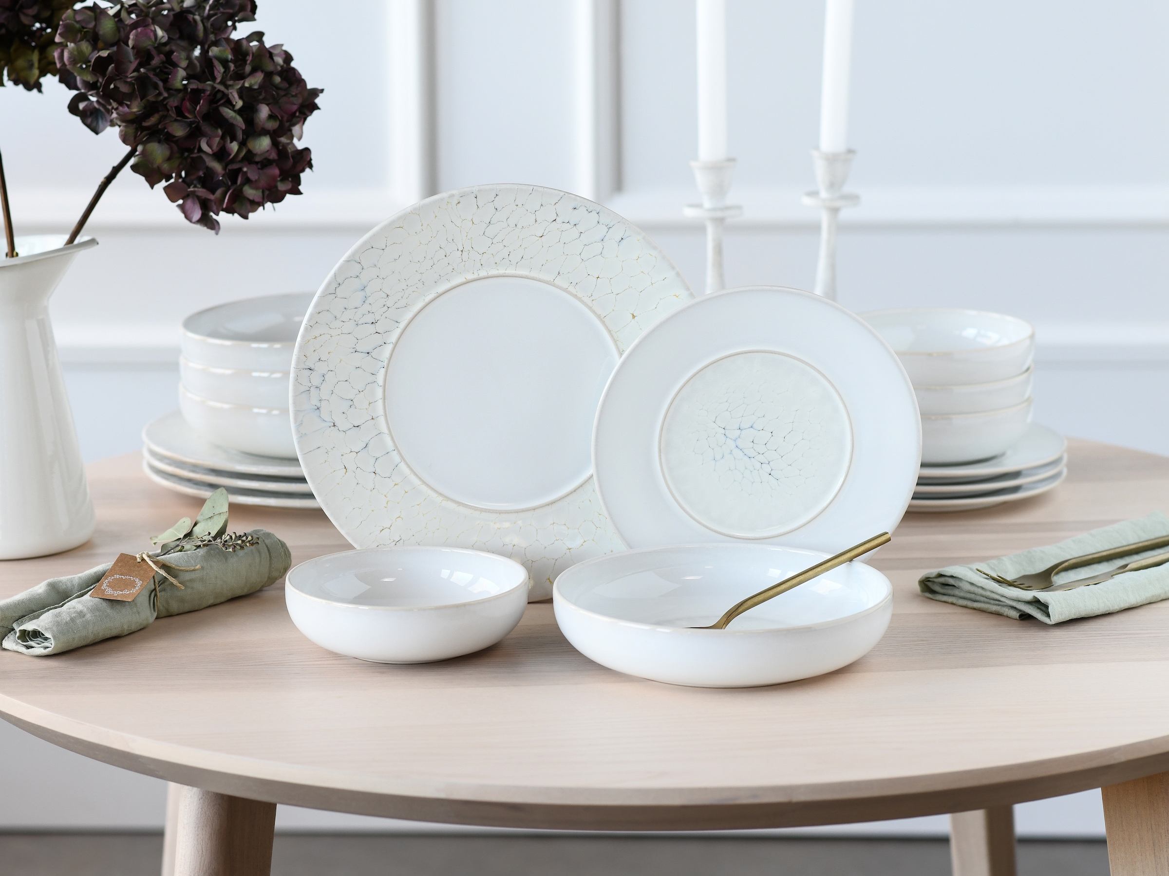 CreaTable Teller-Set »Unico, Tellerset 16-tlg.« Eleganter Flair, Breite Fahne, Edel