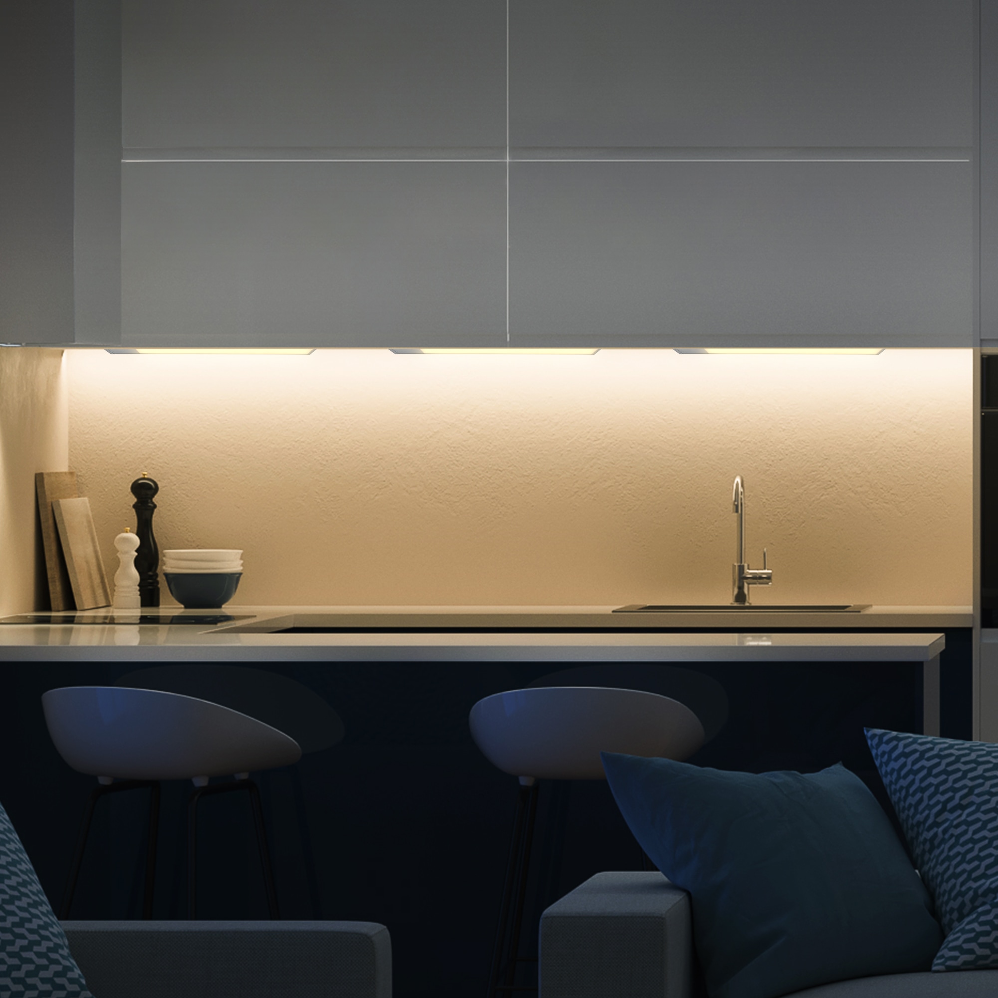 B.K.Licht LED Unterbauleuchte »BKL1468 LED Leiste mit Ein-Ausschalter« LED-Modul 1 Stk. Warmweiß Unterbauleuchte, 3.000K, 1.100Lm, 57,5x4,9x1,3 cm, Titanfarbig