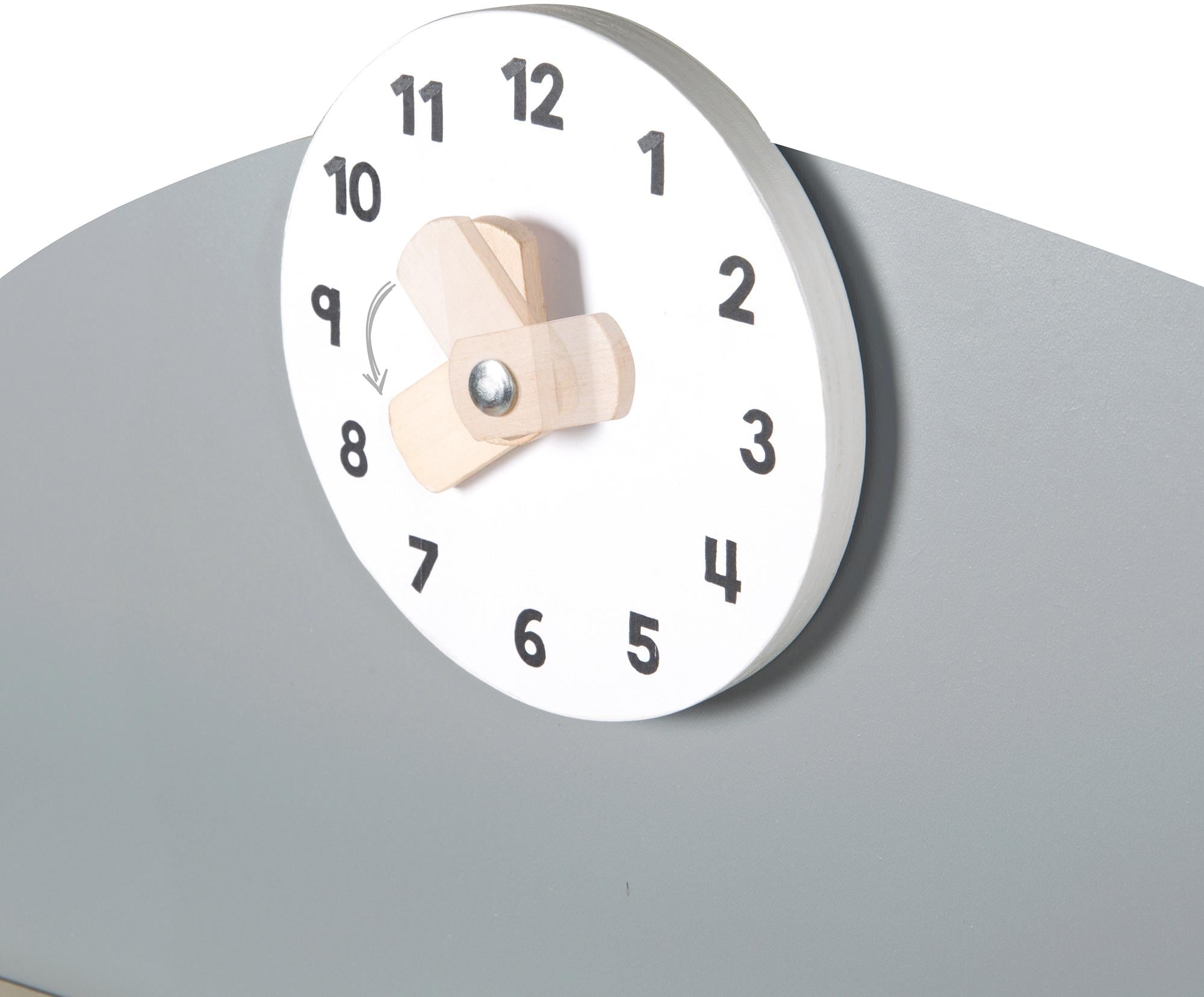 roba® Kaufladen »Verkaufsstand, weiß/grau/naur«, mit Uhr
