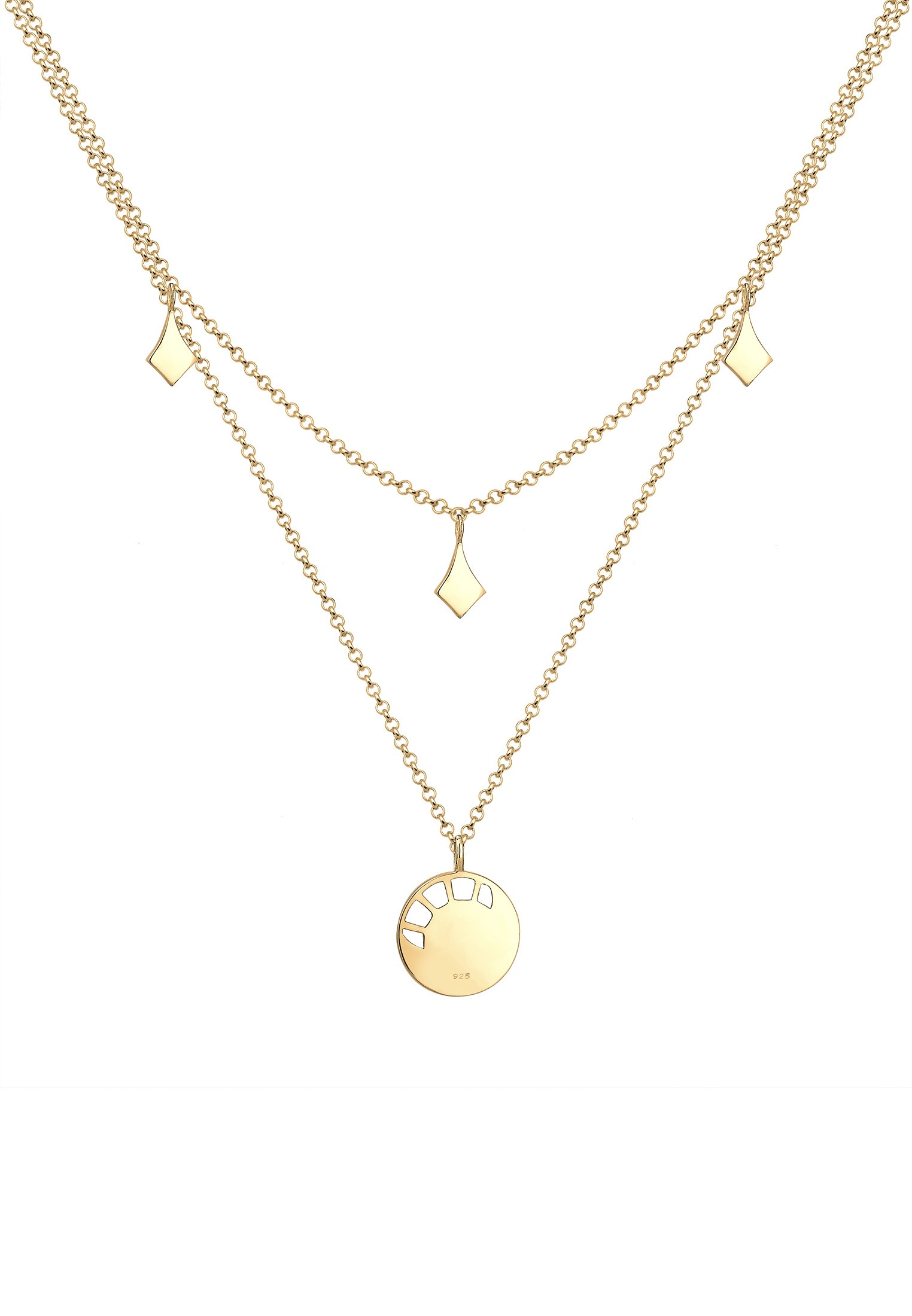 Elli Silberkette »Halskette Sonne Mond Kristalle 925 Sterling Silber vergoldet«