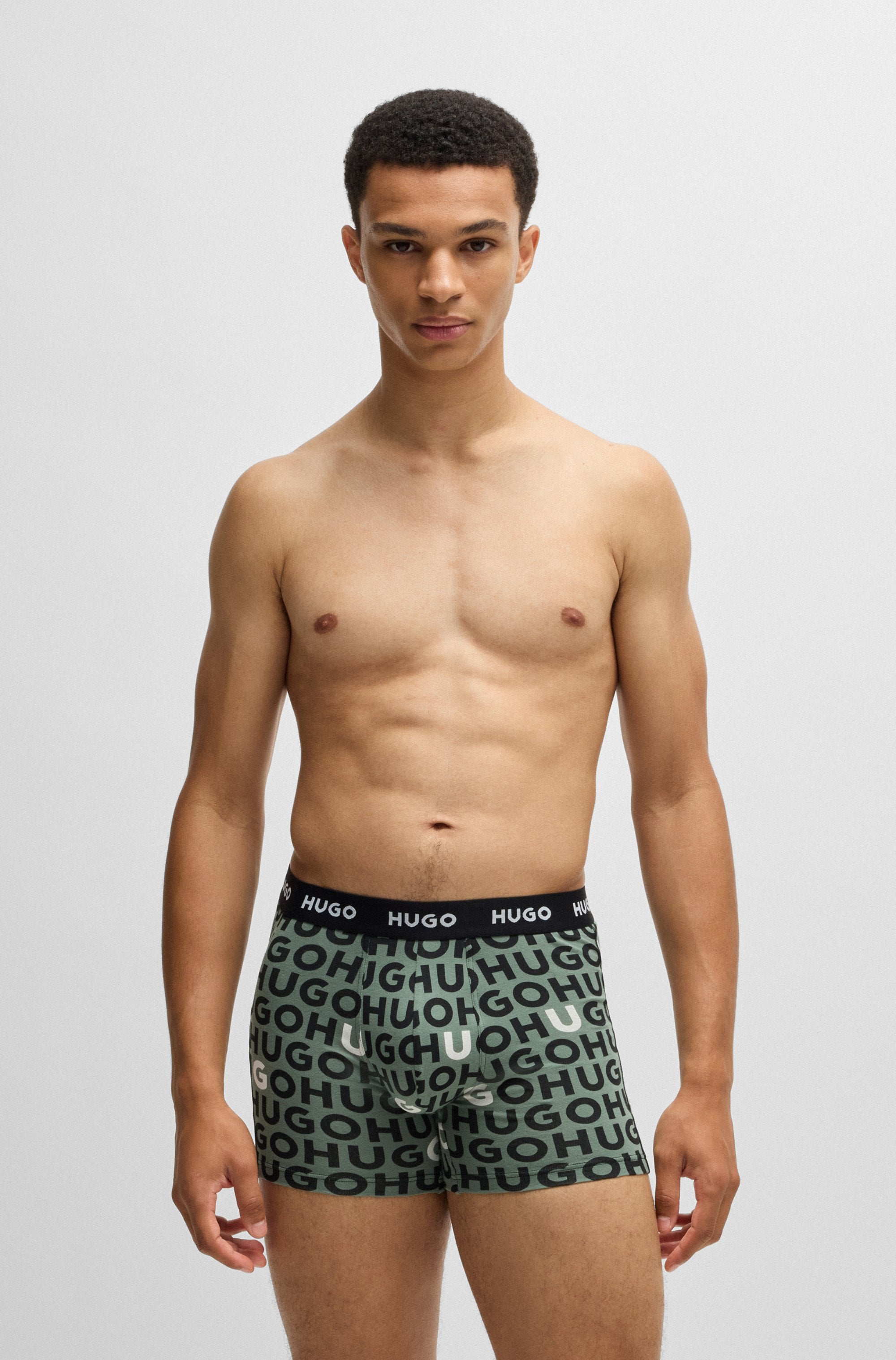 HUGO Underwear Boxershorts »BOXERBR TRPLT DESIGN«, Markenlogo am elastischem Bund