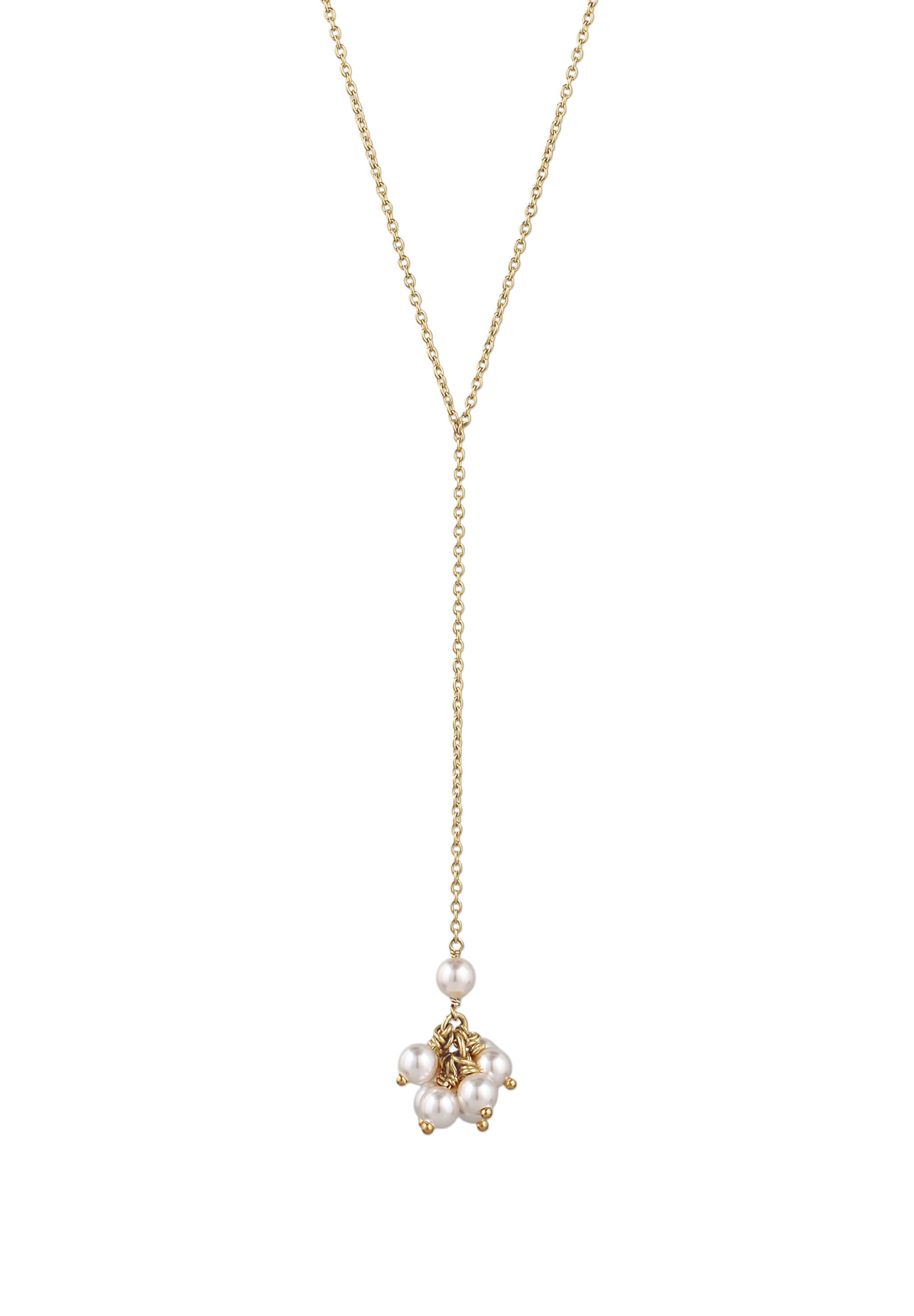 Elli Y-Kette »Halskette Y-Kette mit Perlen von Swarovski(R) Weiß 925 Sterling Silber vergoldet«