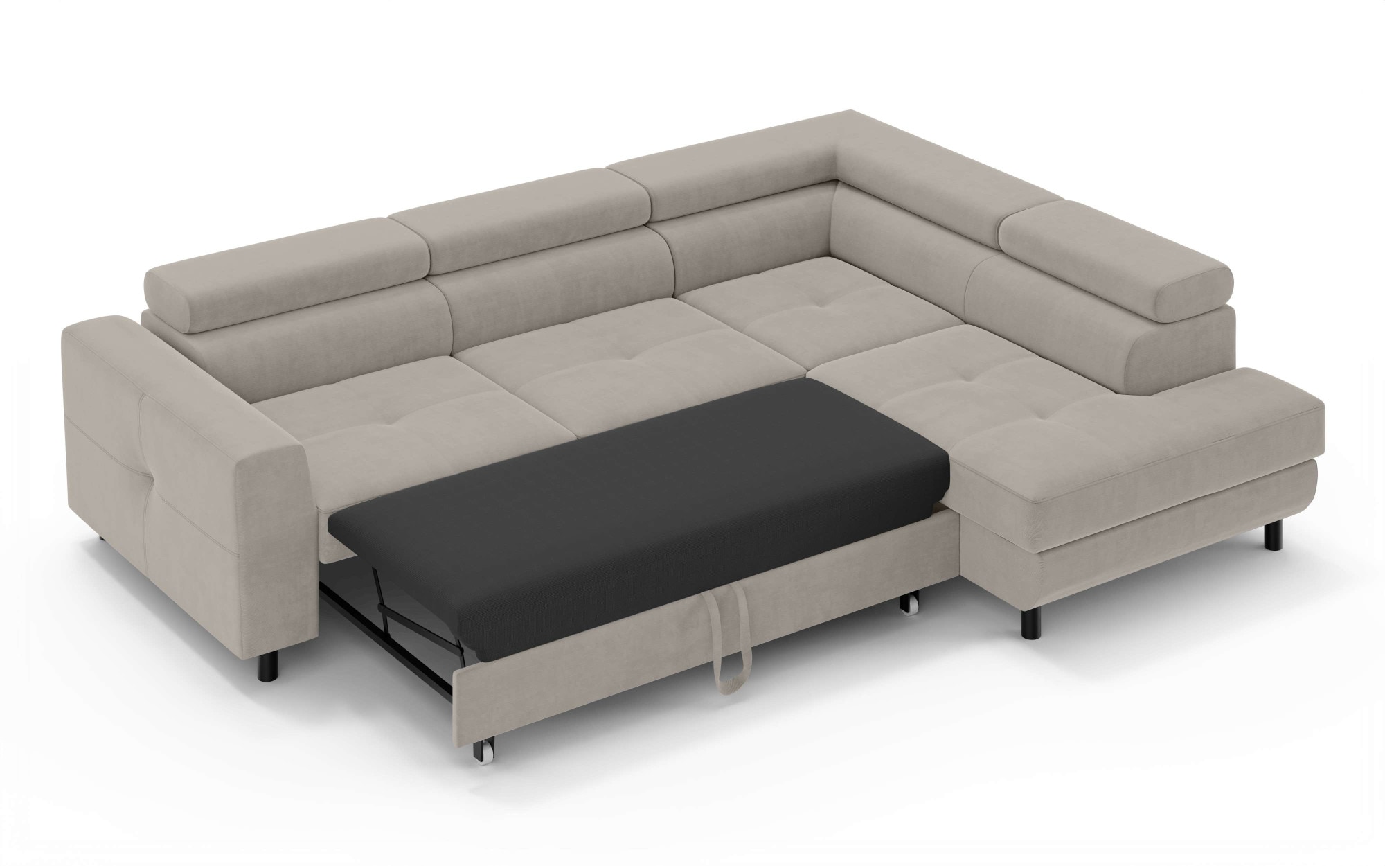 OTTO home Ecksofa »AADEN Schlafsofa mit verstellbaren Kopfstützen, B/T/H: 254/199/90 cm«, mit Bettfunktion und Bettkasten, Ottomane rechts/links bestellbar