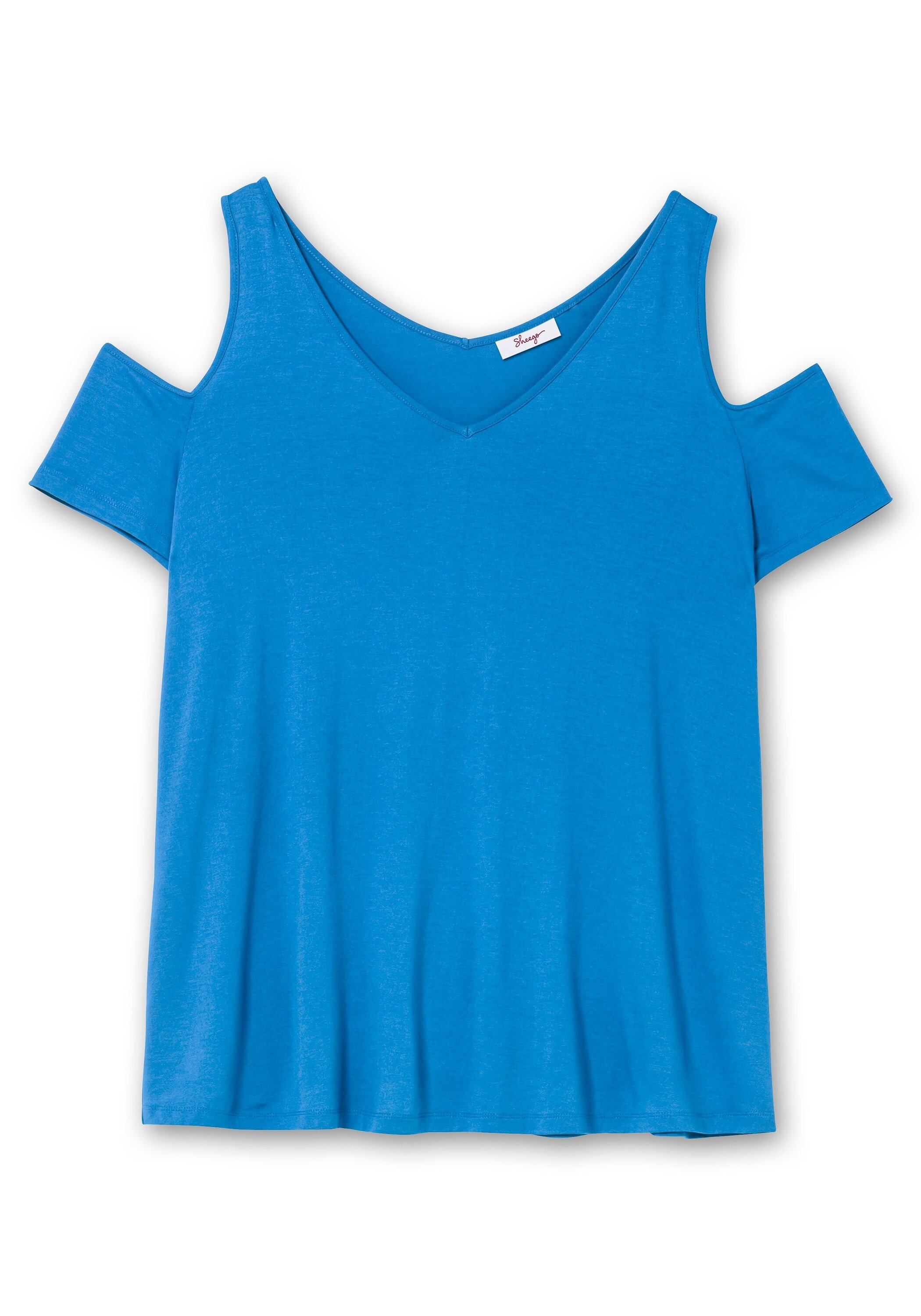 Sheego T-Shirt »Strandshirt mit V-Ausschnitt, im schulterfreien Look«