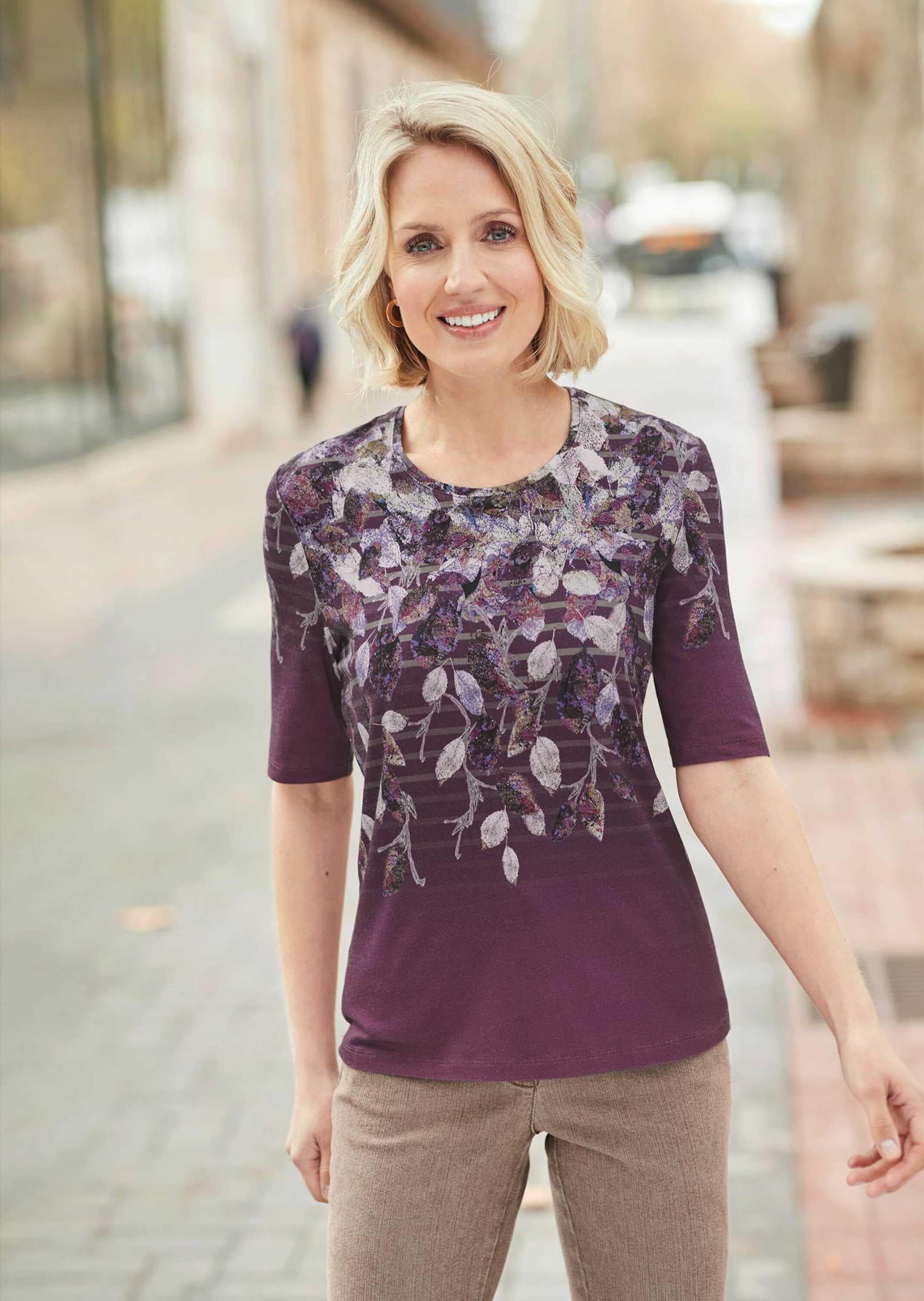 GOLDNER Print-Shirt »Kurzgröße Druckshirt in kraftvollen Farben« Exklusives Muster, in unserem Atelier entworfen