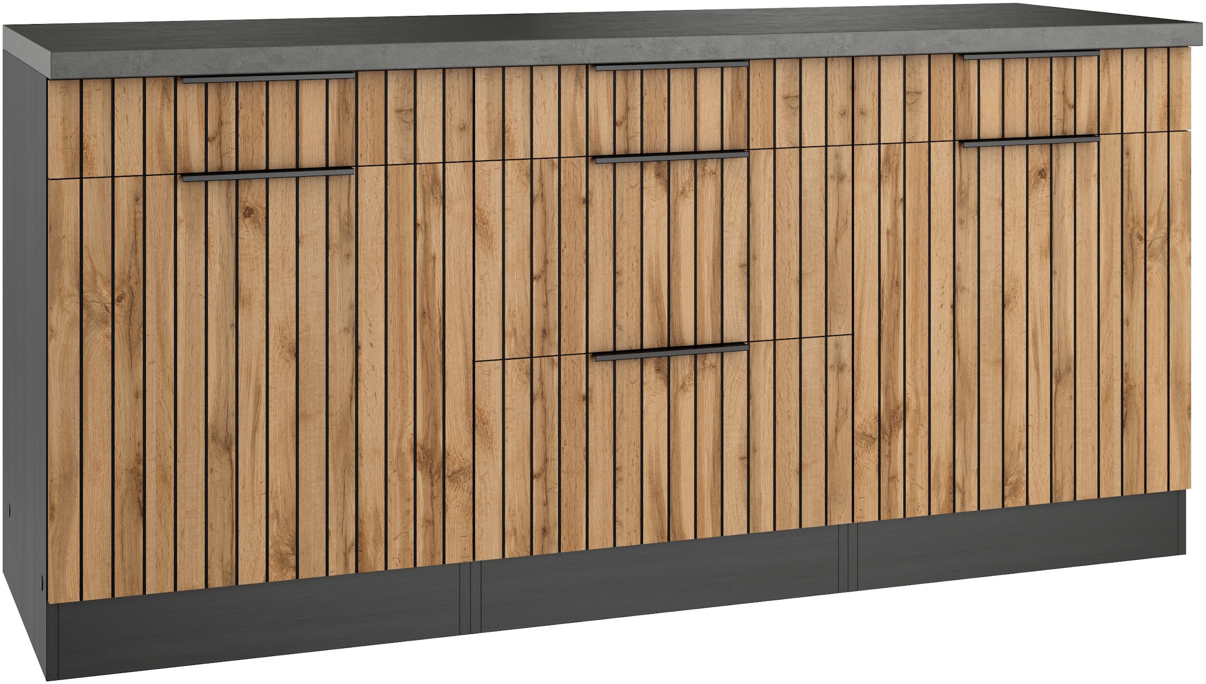 KOCHSTATION Unterschrank »KS-Lagos«, Breite 180 cm, 2 Türen, 2 Auszüge, 3 Schubkästen