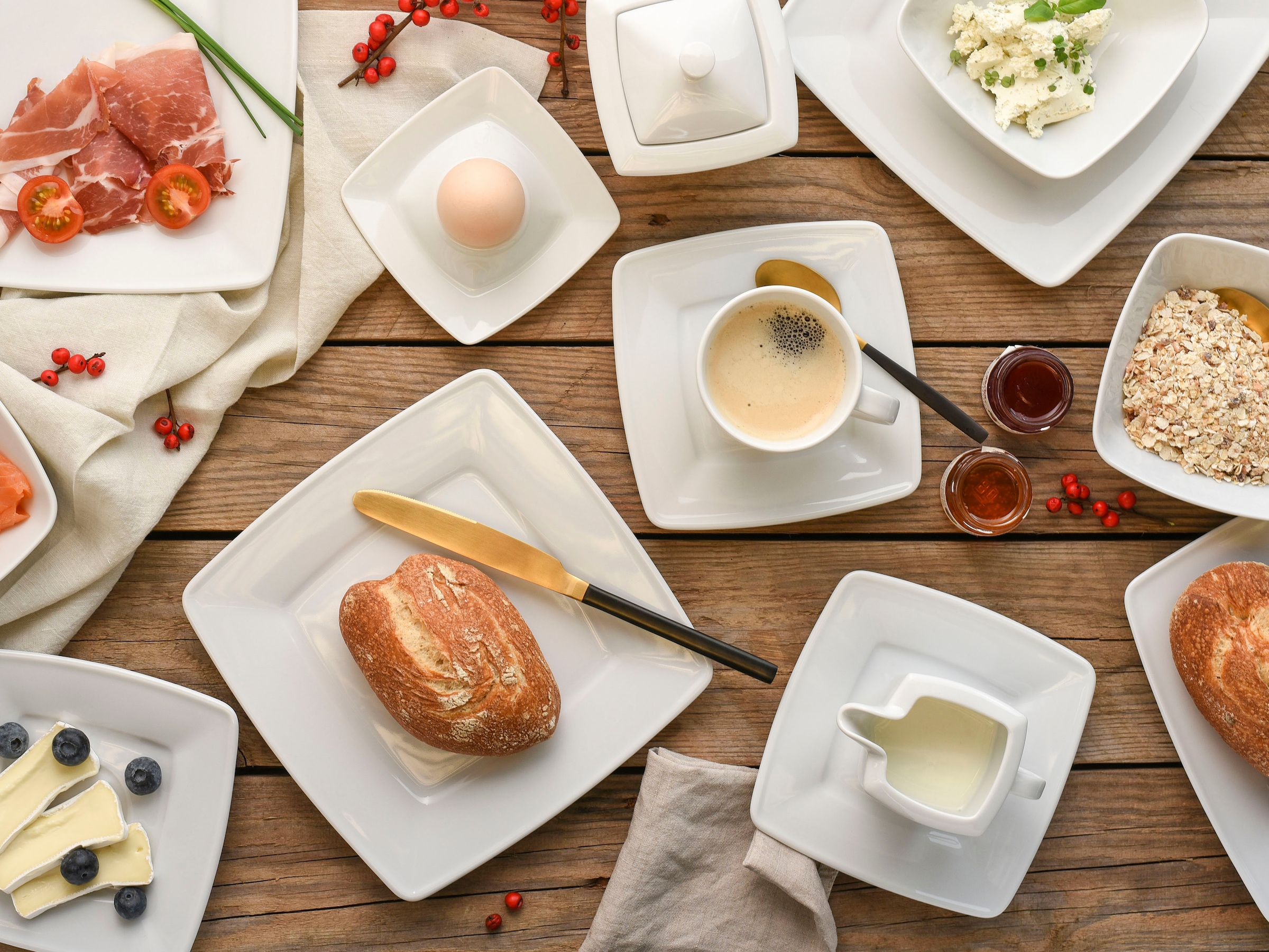 CreaTable Kombiservice »Geschirr-Set VICTORIA«, (Set, 50 tlg., Kaffeeservice und Tafelservice im Set, für 6 Personen), Service, weiß, 50 Teile, für 6 Personen