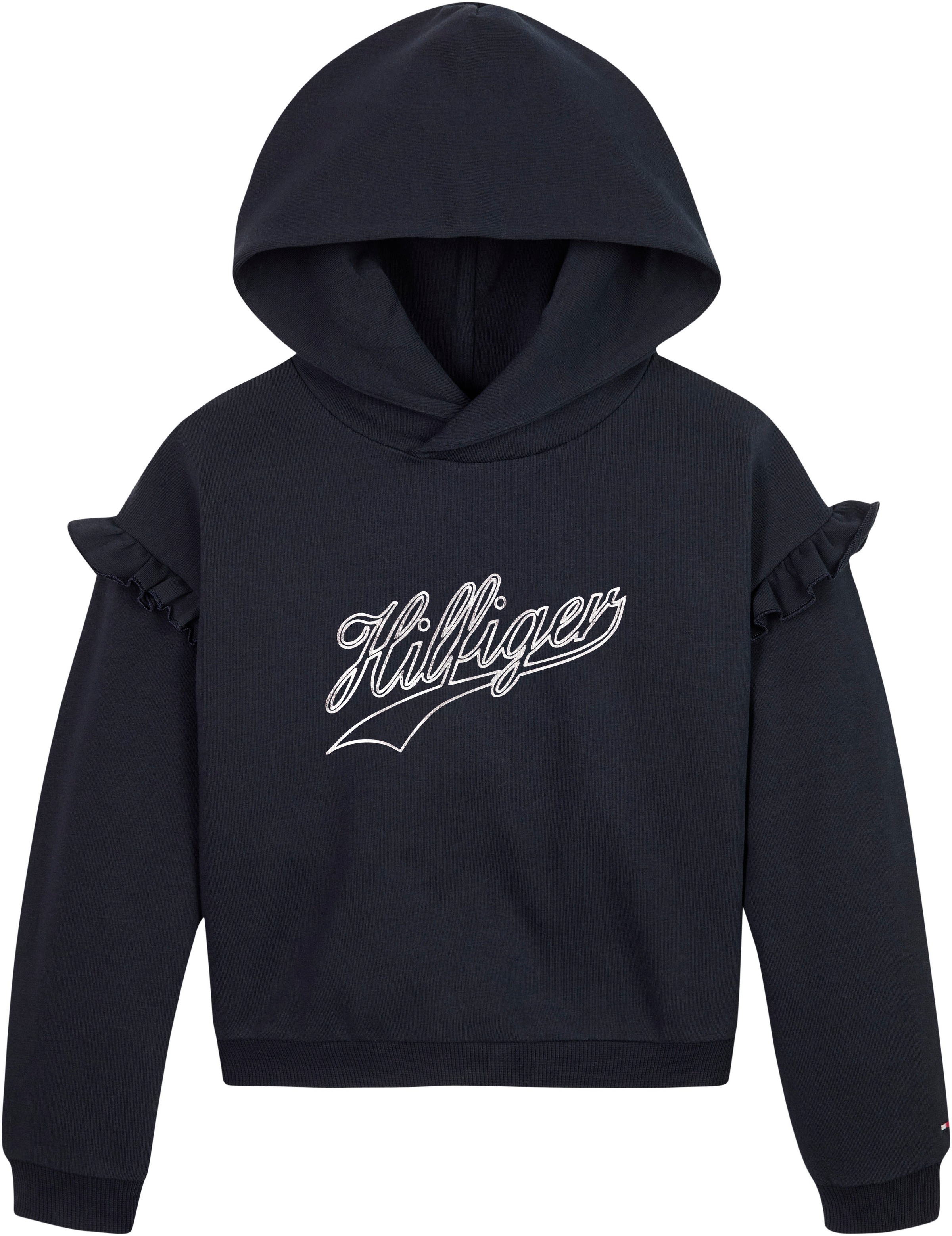 Tommy Hilfiger Hoodie »HILFIGER SCRIPT RUFFLE HOODIE«, mit Rüschen an den Ärmeln