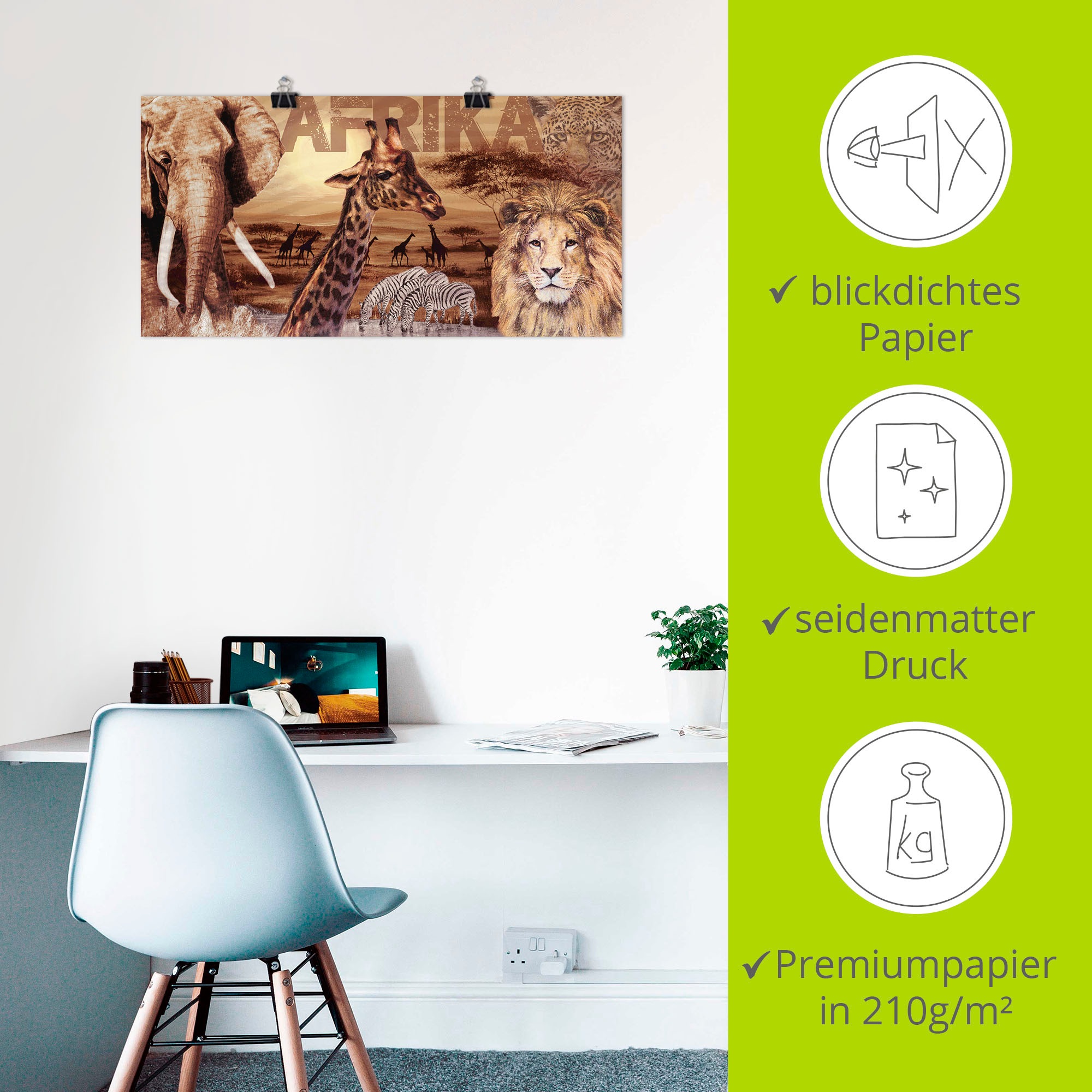Artland Wandbild »Afrika«, Wildtiere, (1 St.), als Alubild, Outdoorbild, Leinwandbild, Poster, Wandaufkleber