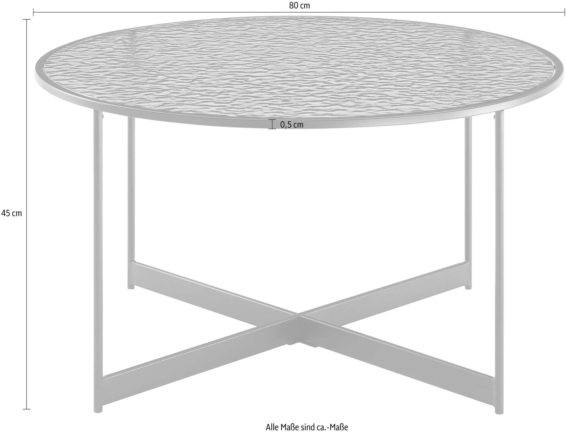 SalesFever Couchtisch, (1 St.), Glasplatte mit Strukturoptik