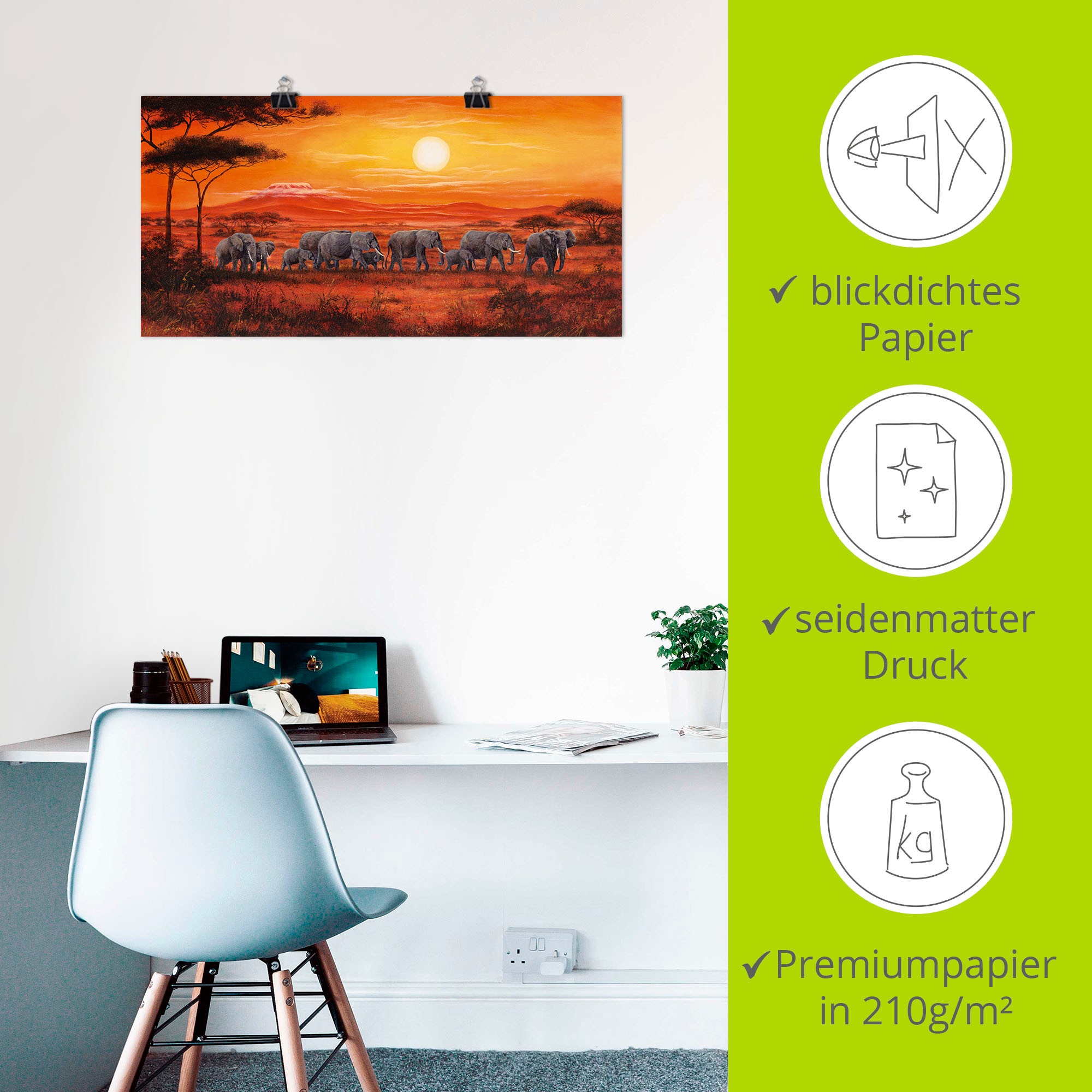 Artland Wandbild »Elefantenherde«, Wildtiere, (1 St.), als Leinwandbild, Poster, Wandaufkleber in verschied. Größen