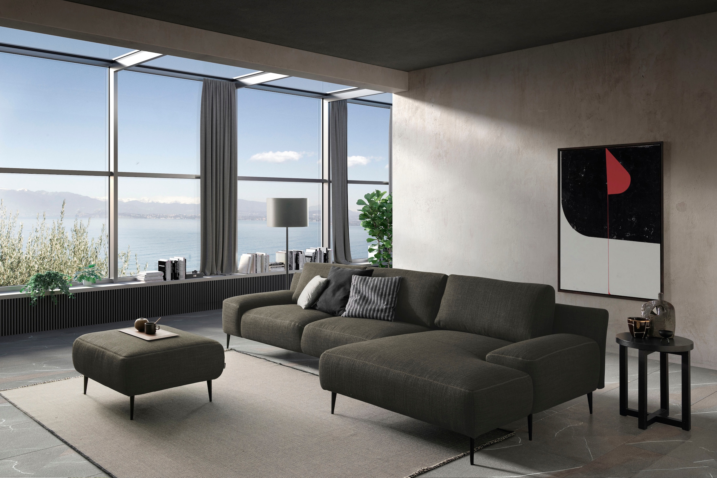 designwerk Hocker »Forma, zeitloser Desighocker mit aktuellem Fuß«, in hochwertiger Verarbeitung & tollem Sitzkomfort