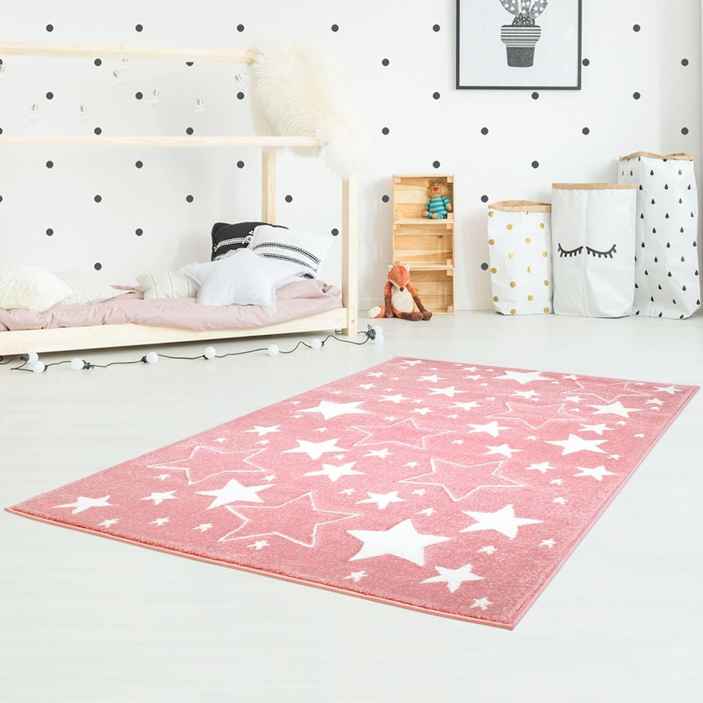 Carpet City Kinderteppich »Bueno Kids 1325«, rechteckig, Sternen-Teppich, 3D-Effekt, Weicher Flor, Pflegeleicht, Kinderzimmer