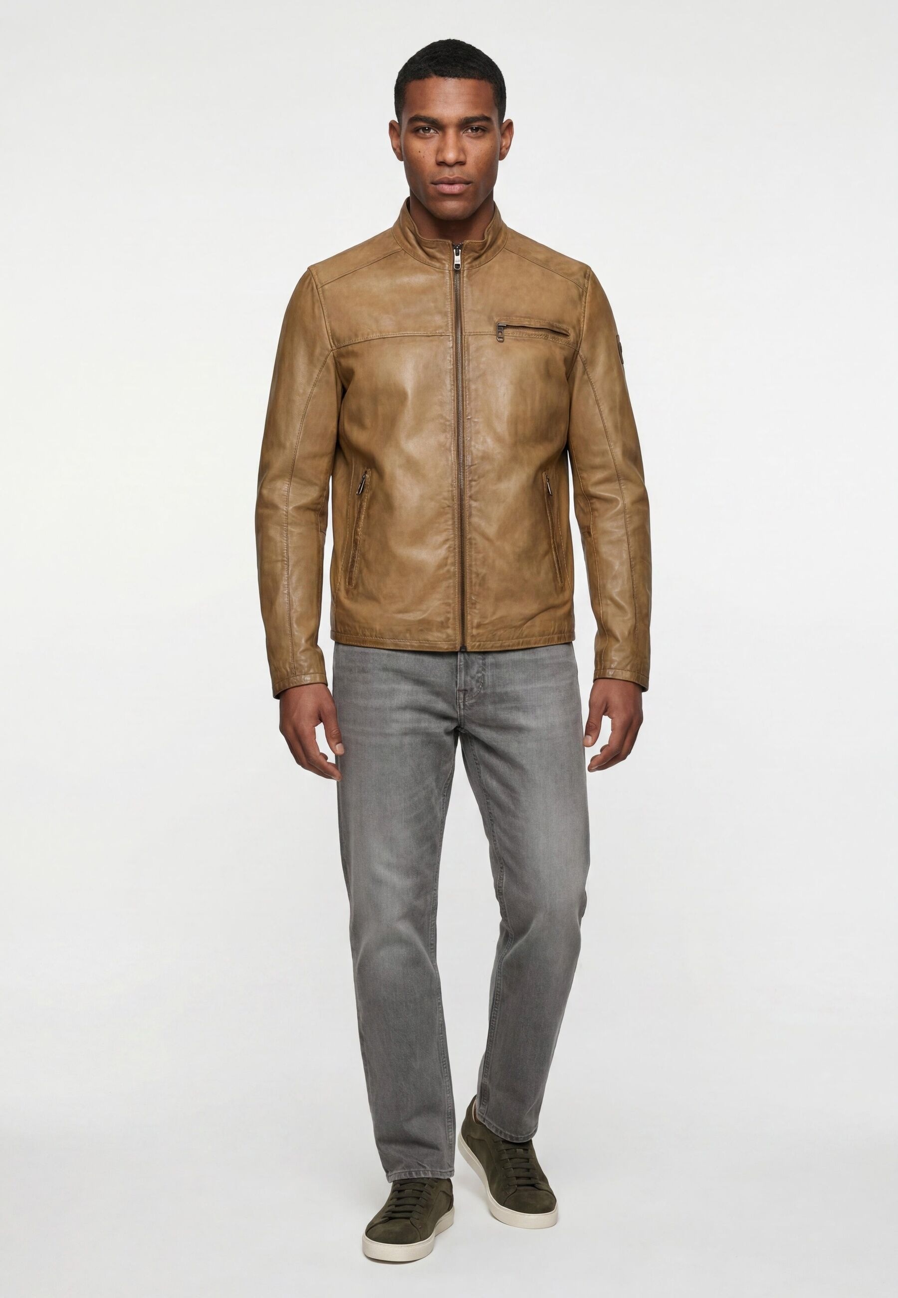 Milestone Lederjacke »MSMarco« ohne Kapuze robuste Metallreißverschlüsse
