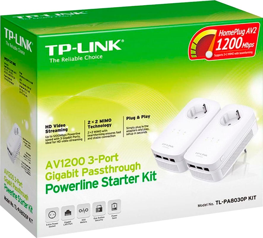 TP-Link Netzwerk-Adapter »TL-PA8030P KIT AV1200 Powerline Starter Kit«, 200 cm