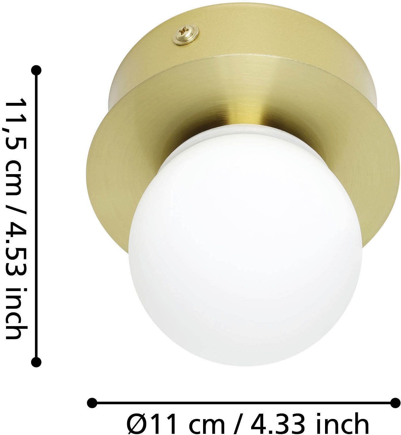 EGLO Deckenleuchte »MOSIANO Wand- / Deckenlampe - Stahl - LED - 1X3,3W - IP44« LED-Modul 1 Stk. Warmweiß Wohzimmerlampe, Esszimmerlampe, Flur, Schlafzimmer, H11,5 x Ø11 cm