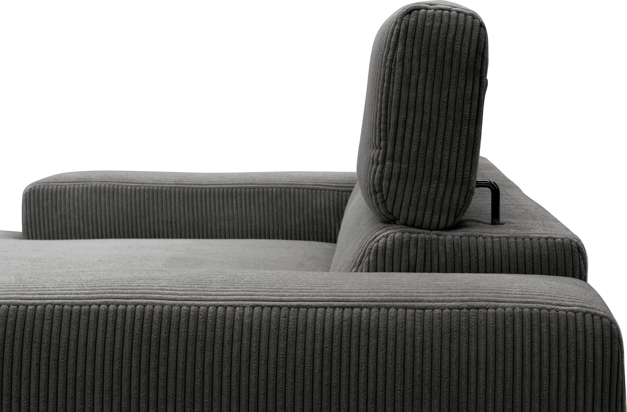 DOMO collection Ecksofa »Brandon B/T: 214/175 cm, belastbar bis 140kg/ Sitz, L-Form«, Cord, grau