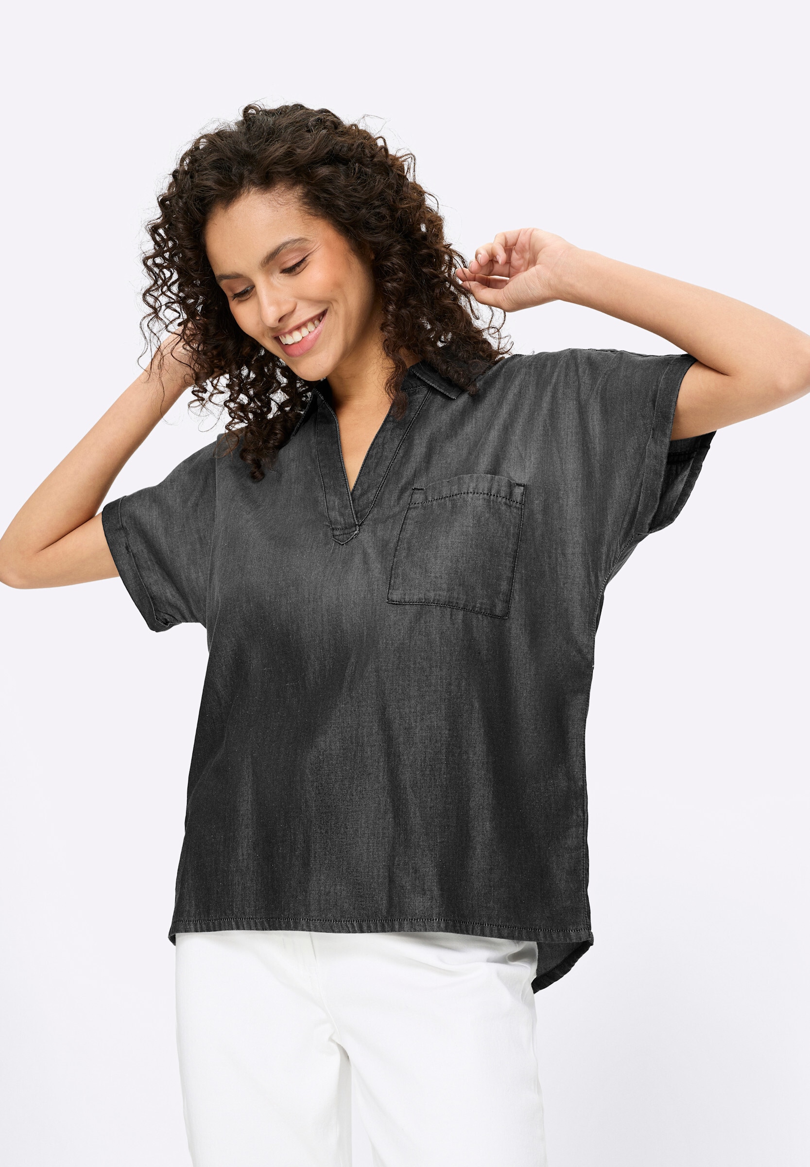 heine Schlupfbluse »Jeansbluse Jeansbluse mit Rückenfalte«