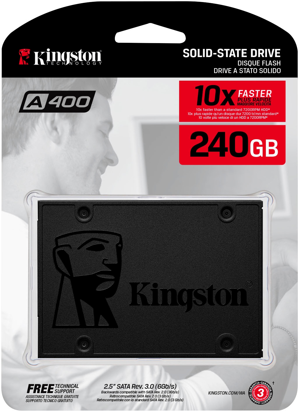 Kingston interne SSD »A400 240GB«, 2,5 Zoll, Anschluss SATA III