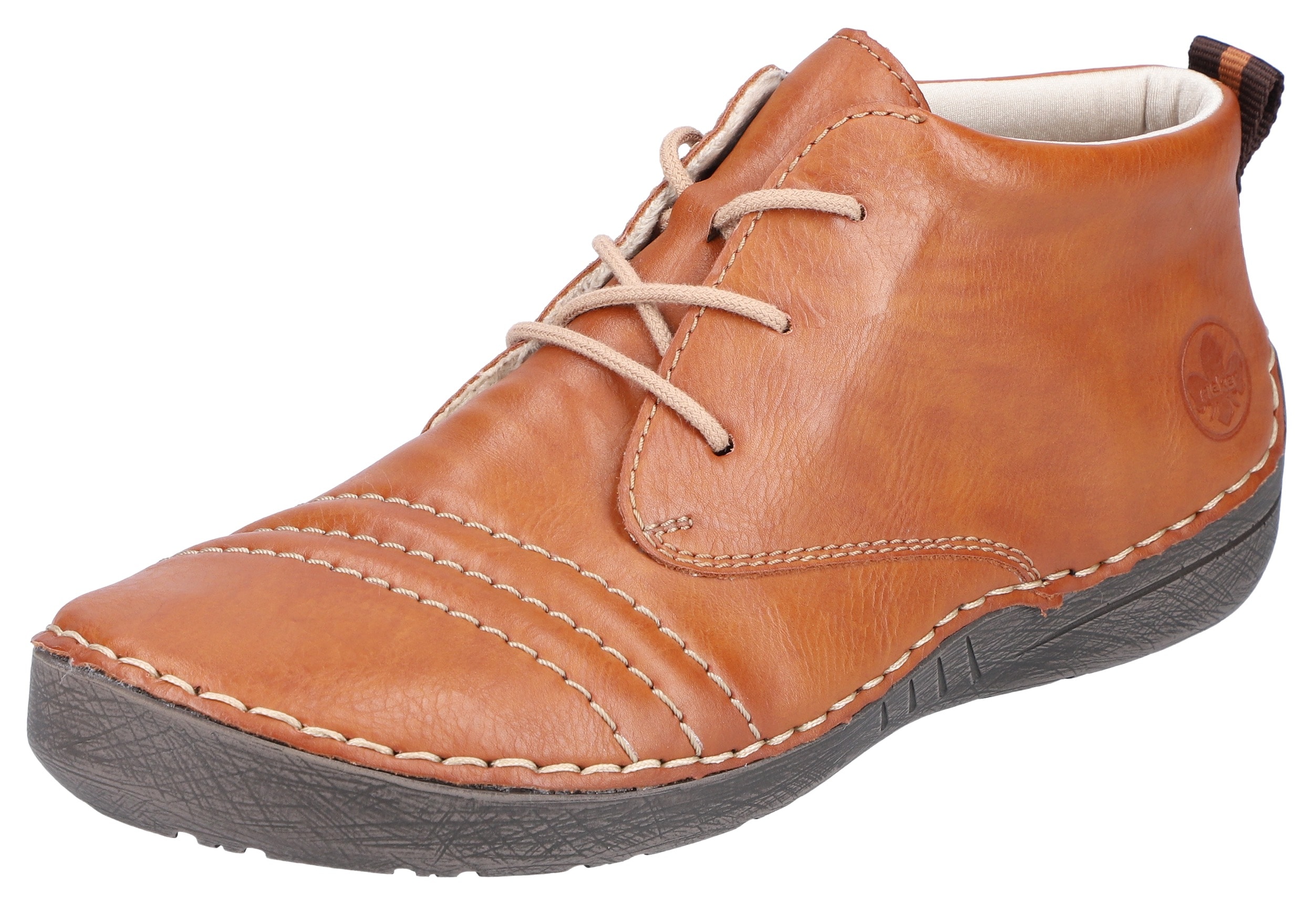 Rieker Damen Schnürboots mit feinen Ziernähten in braun, Größe 39