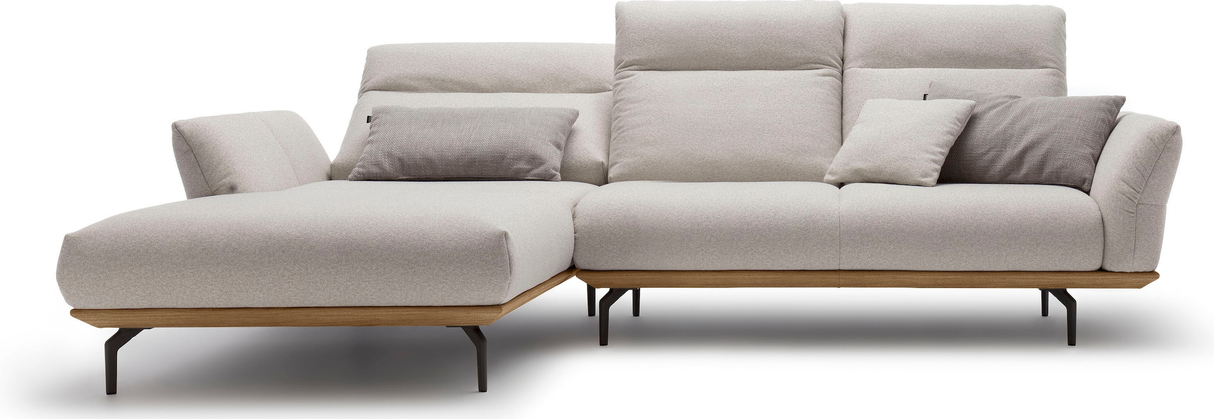 Creation BY ROLF BENZ Ecksofa »CR.460« Sockel in Nussbaum, Winkelfüße in Umbragrau, Breite 298 cm