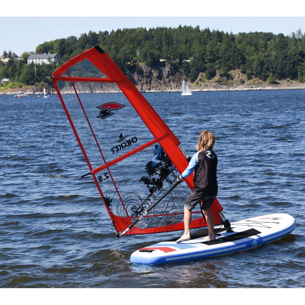 F2 Windsurfboard »Ride WS 10,5 Set mit Checker Rigg 4,5m²«, (Set, 15 tlg., mit Paddel, Pumpe, Transportrucksack und Segel)