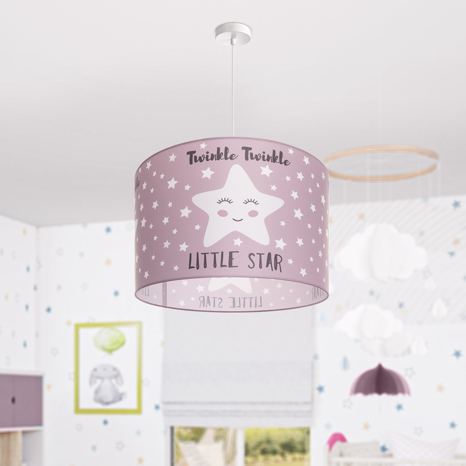 Paco Home Pendelleuchte »Aleyna 105«, 1 flammig, Leuchtmittel E27 | ohne Leuchtmittel, Kinderlampe Deckenlampe LED Kinderzimmer Sternen Motiv E27
