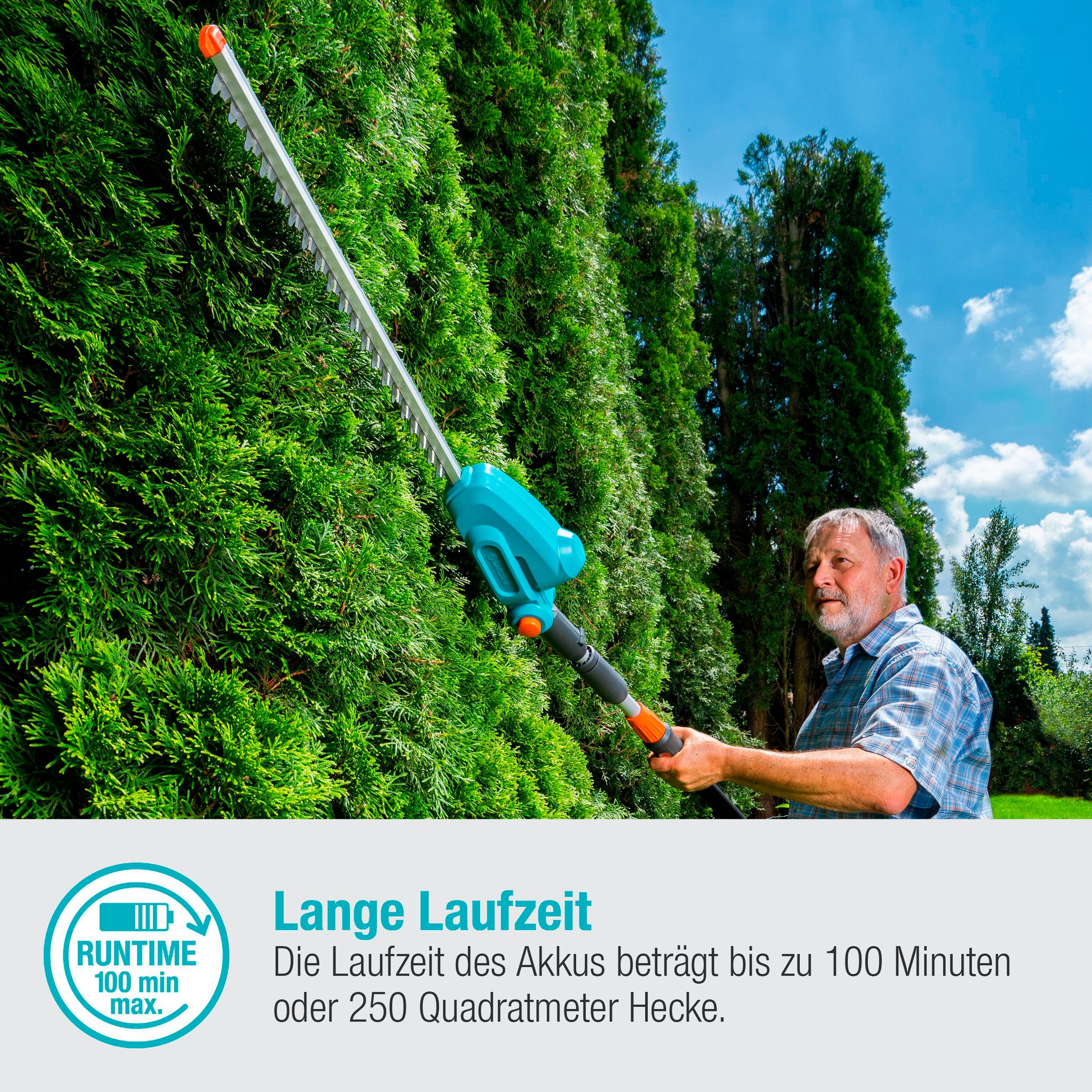 GARDENA Teleskop-Heckenschere »THS 42/18V P4A Ready-To-Use Set«, (mit Akku und Ladegerät), inklusive Akku und Ladegerät