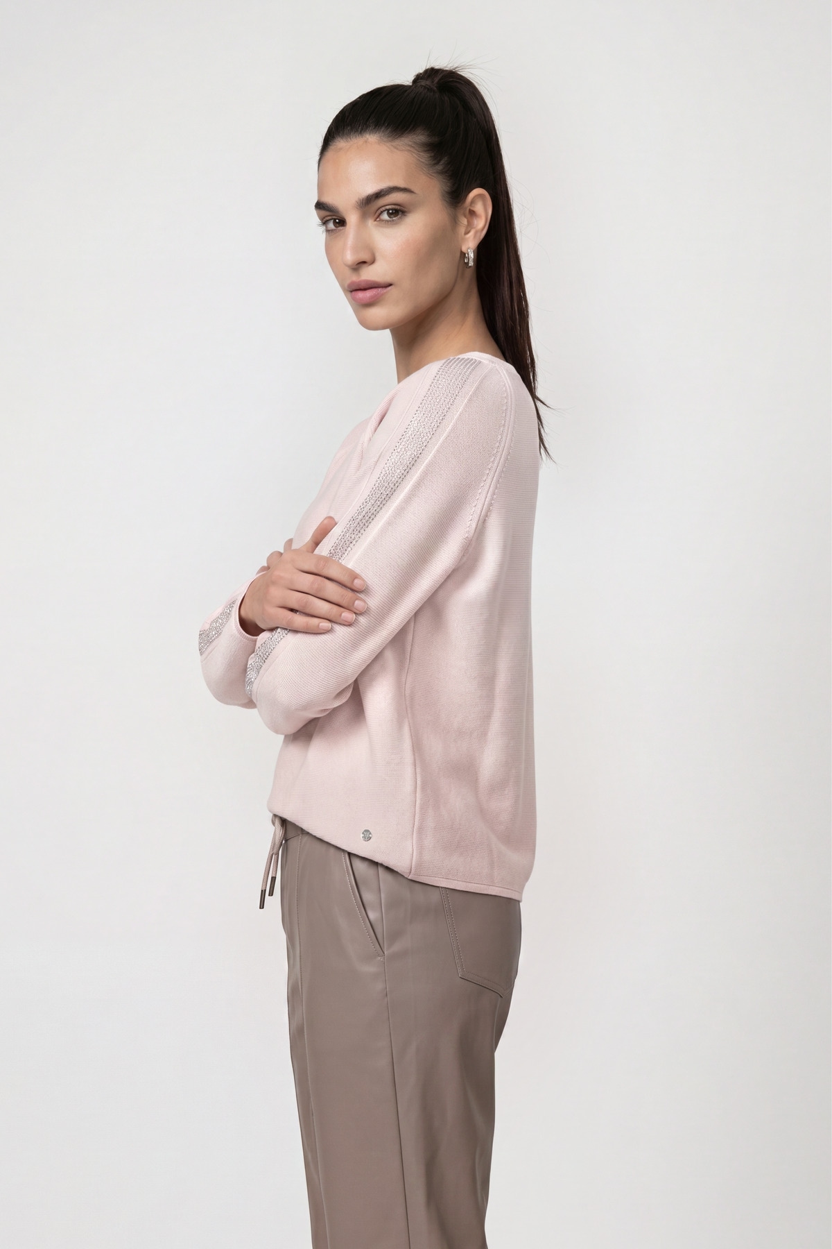 Monari Rundhalspullover »Pullover Basic Schmuck« Regular fit mit Schmuckelementen