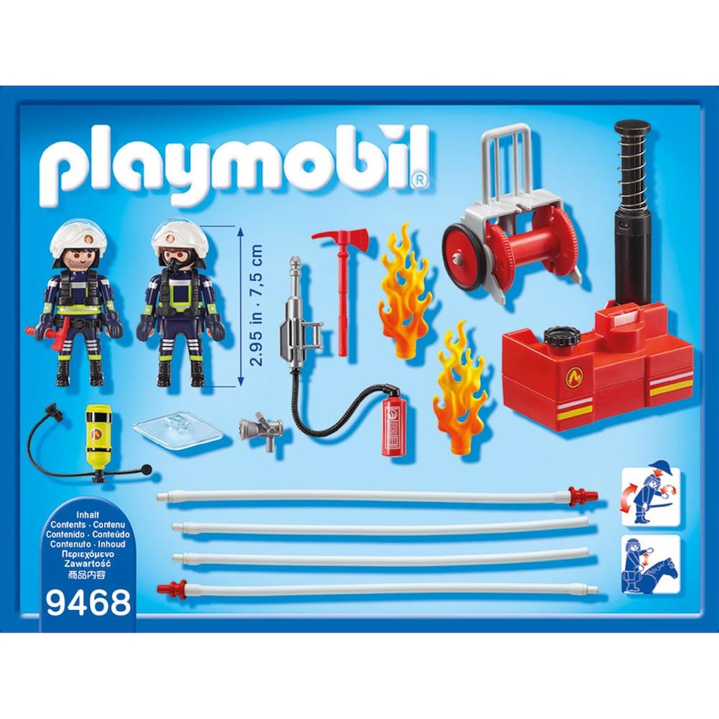 Playmobil® Konstruktions-Spielset »Feuerwehrmänner mit Löschpumpe (9468), City Action«, Made in Europe