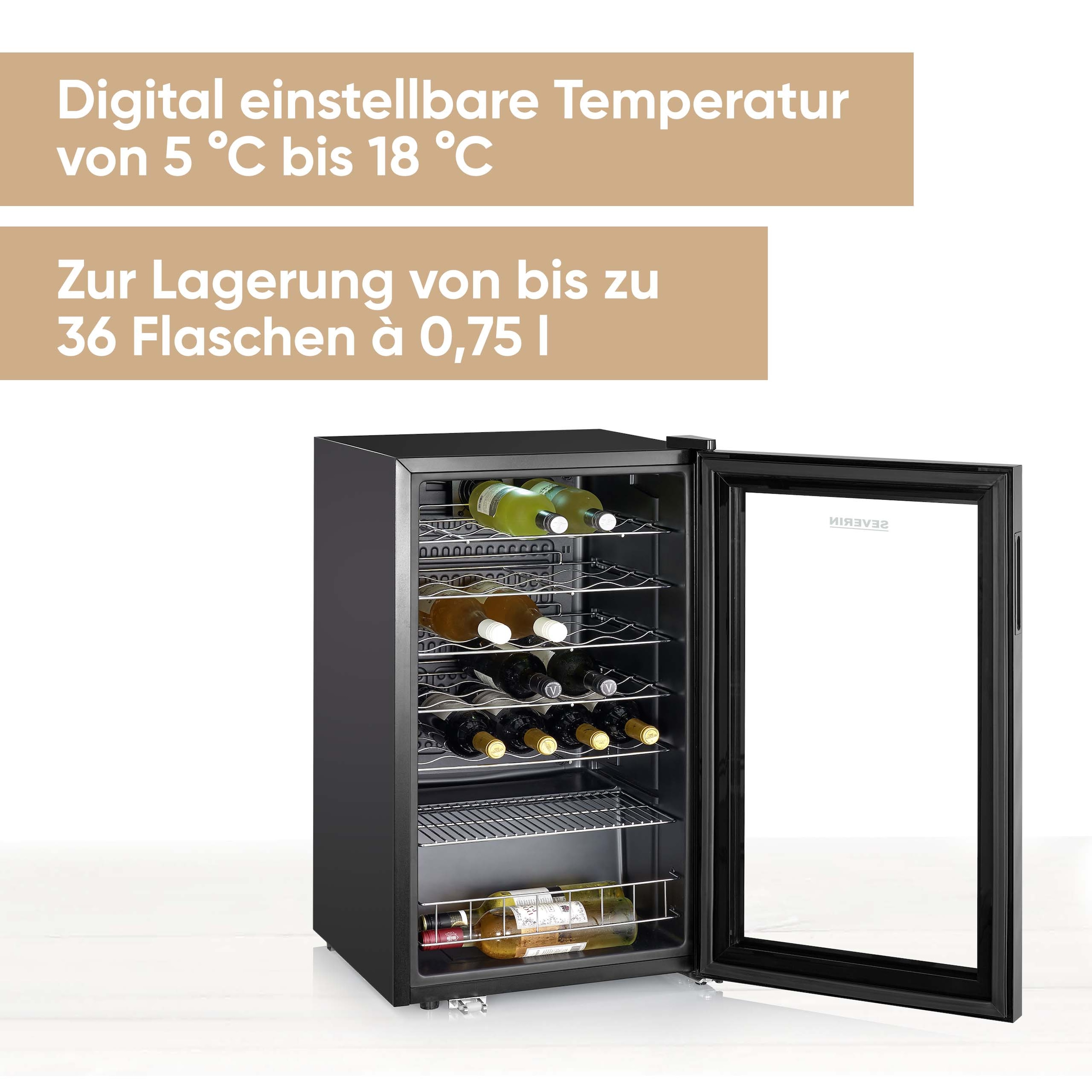Severin Weinkühlschrank »WKS 8908«, für 36 St. Standardflaschen á 075l