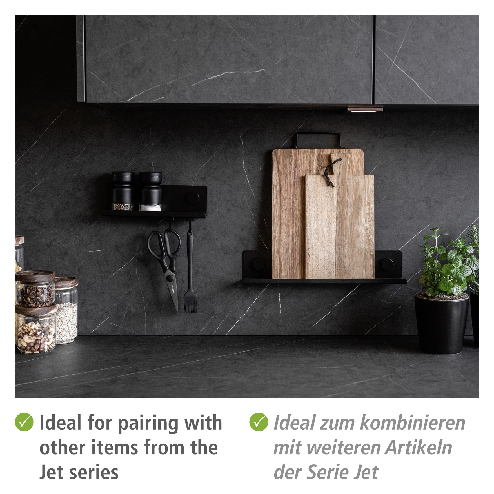WENKO Gewürzregal »Modell Jet S«, Küchenregal für die Wand, Industrial Style, pulverbeschichtetes Metall