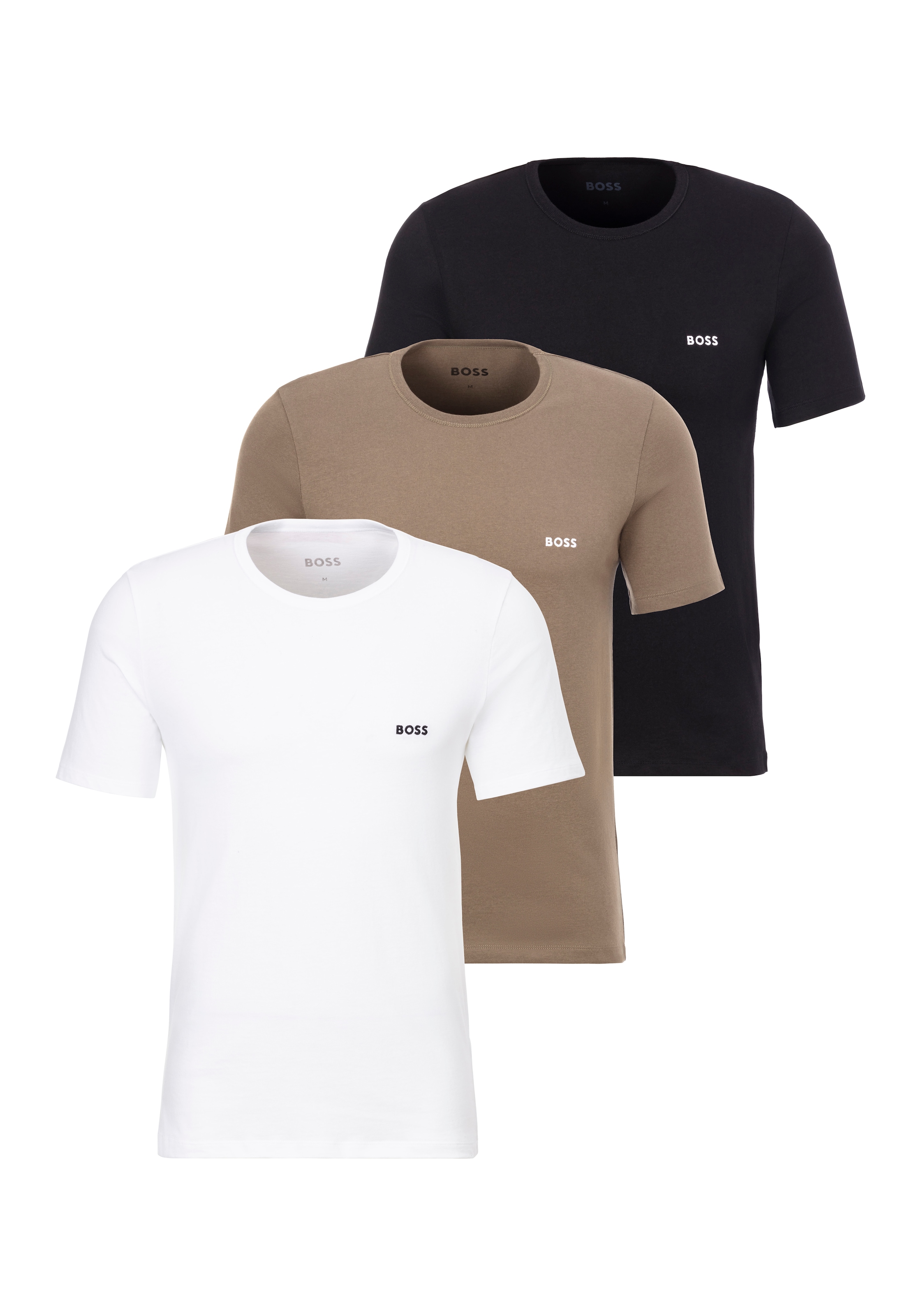 BOSS T-Shirt »TShirtRN 3P Classic«, mit BOSS Stickerei