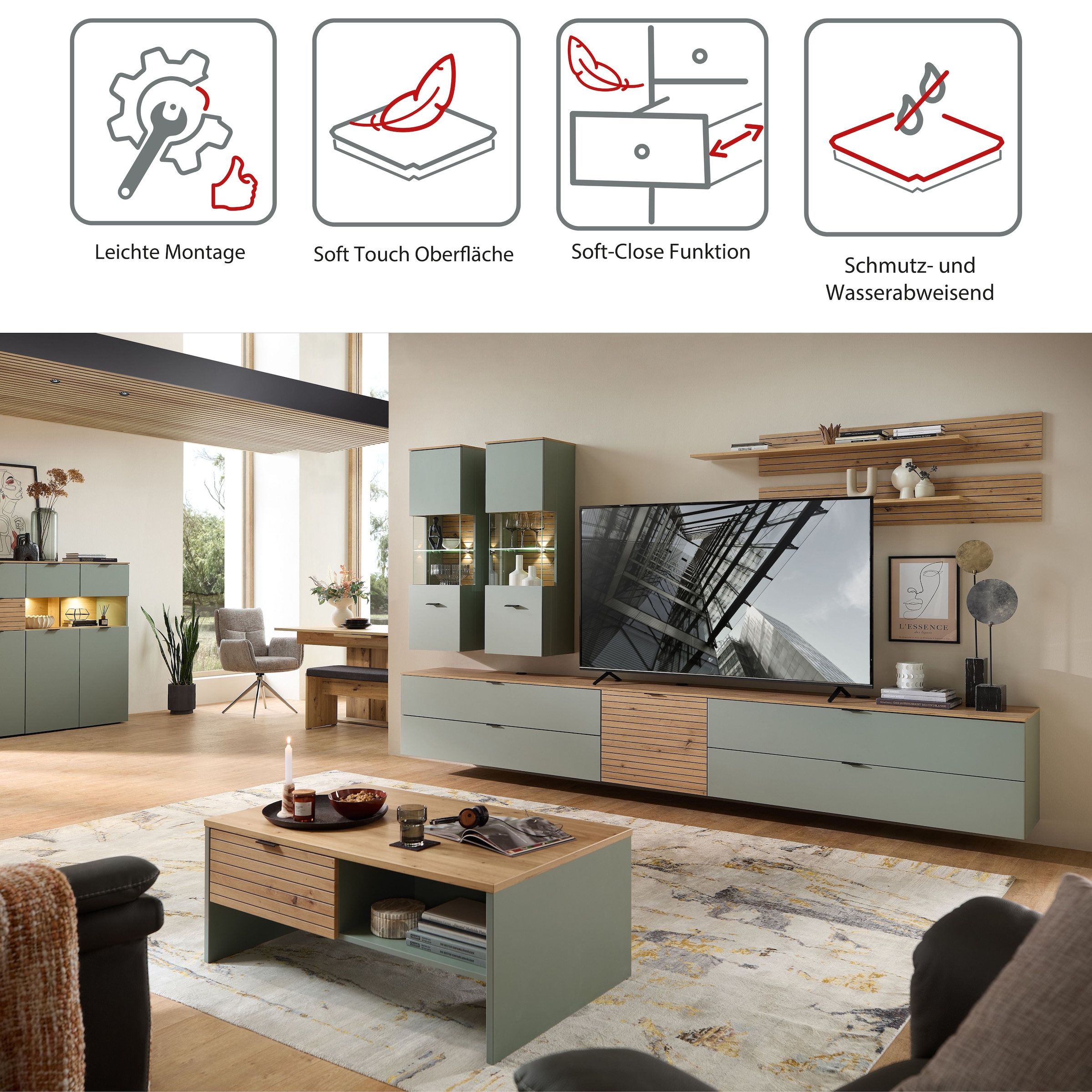 Innostyle TV-Schrank »INA TV-Lowboard, 60 x 51 x 44 cm (B/H/T)« 1 Stk. tlg. stehend/hängend verwendbar, 1 türig, Softclose