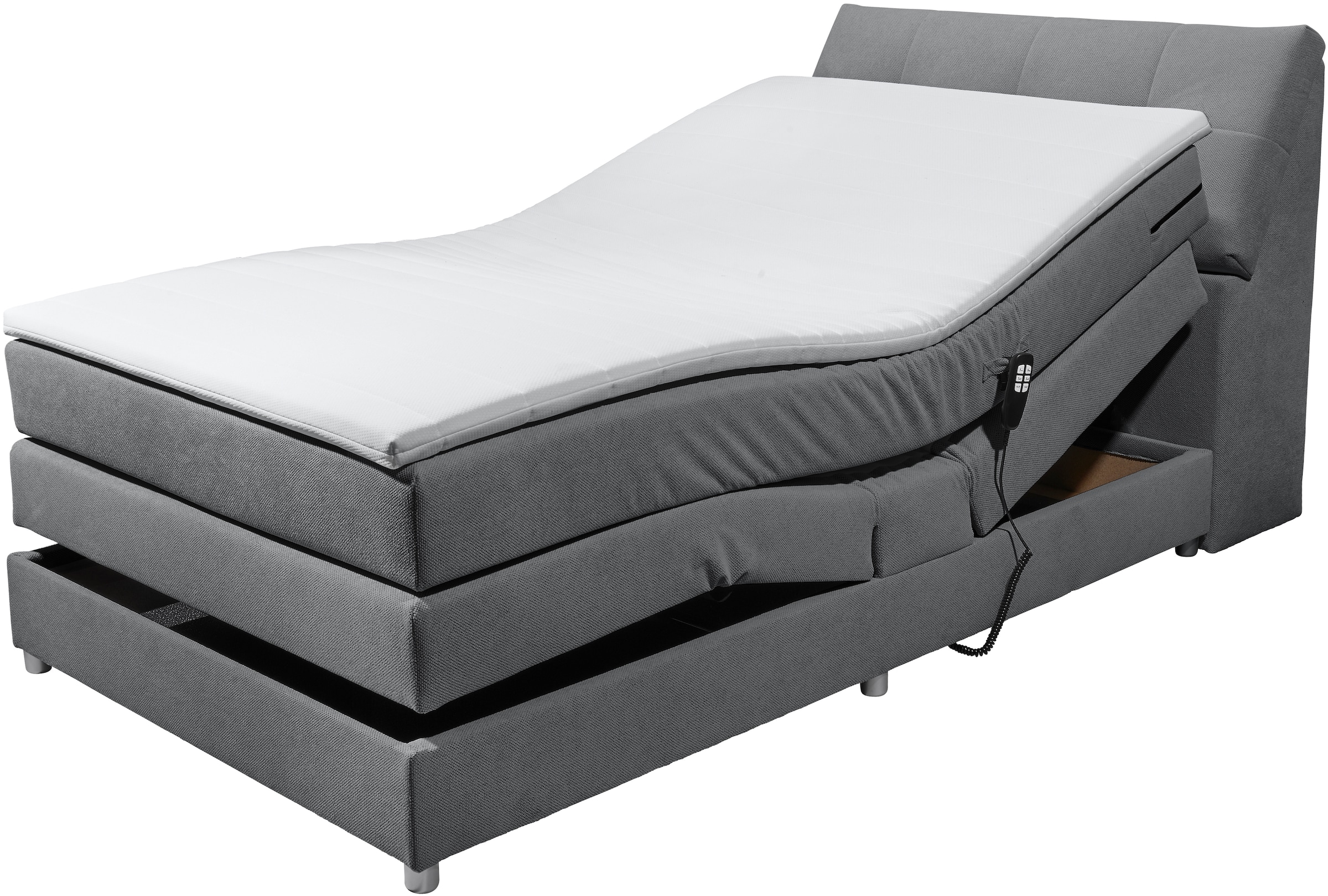ED EXCITING DESIGN Boxspringbett »Toulouse«, inkl. Motor, inkl. Stauraum im Kopfteil