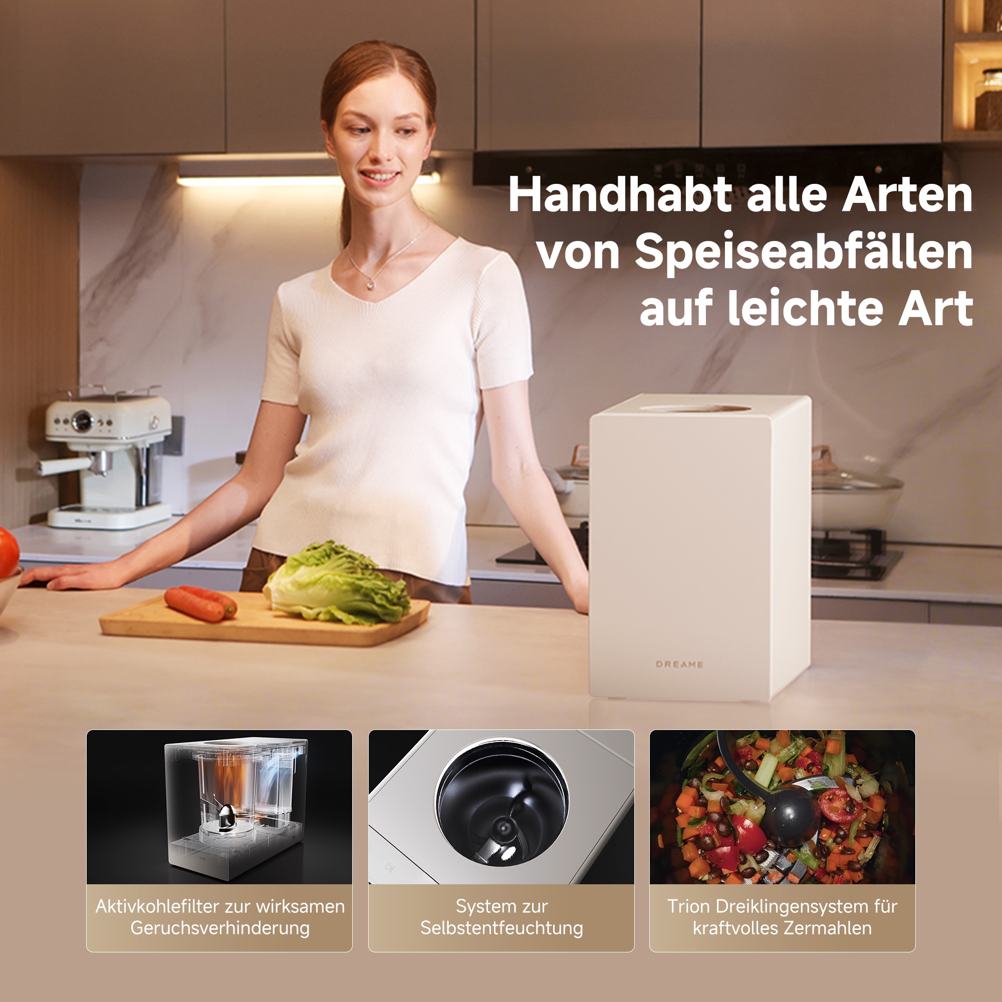 Dreame Komposter »SF25 Food Disposer« Dreiklingensystem, Aktivkohlefilter, Automatische Reinigung
