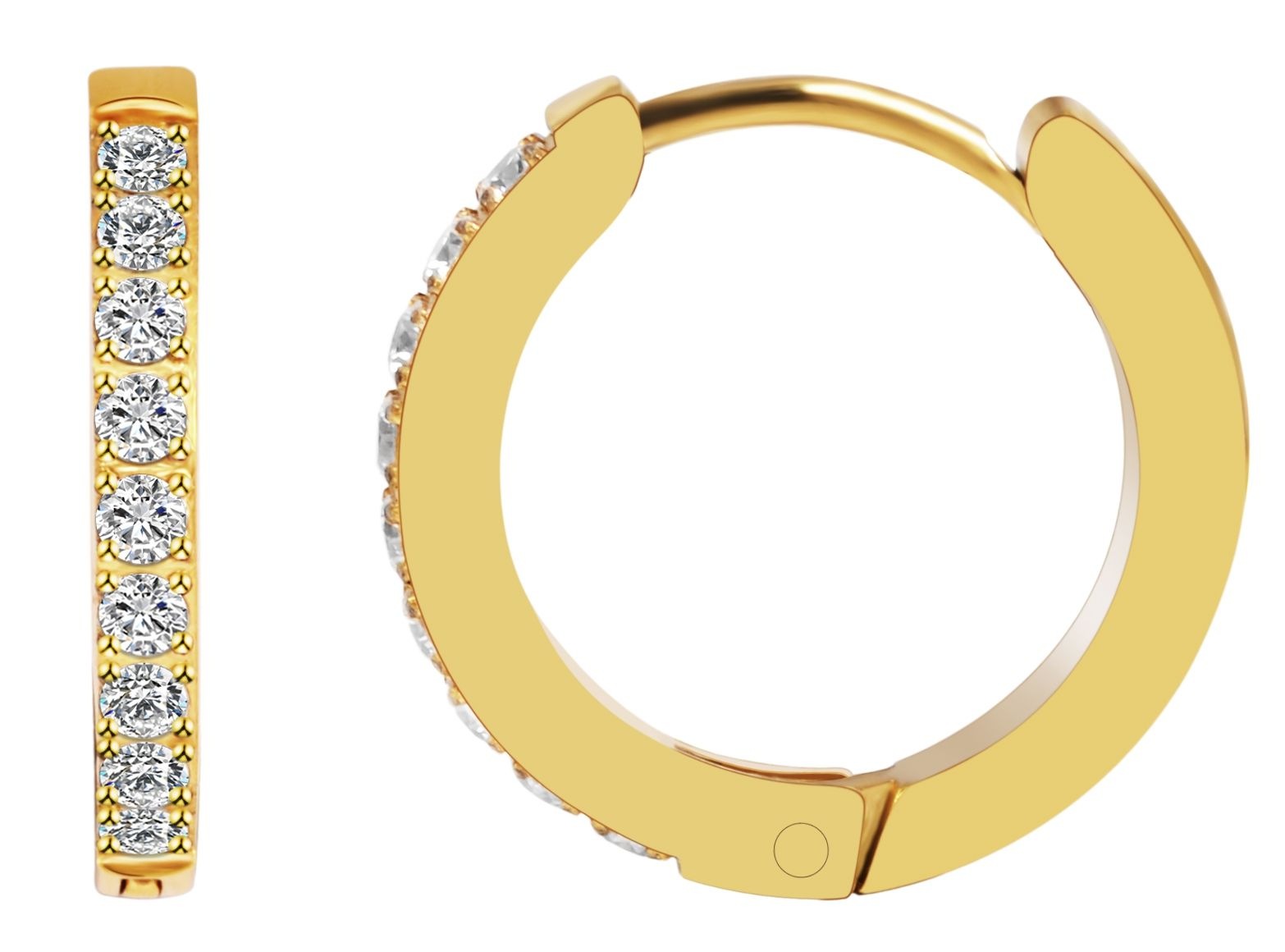 Adelia´s Paar Creolen »Damen Ohrringe ¿ Klappcreole aus Edelstahl mit Strass Steinchen«