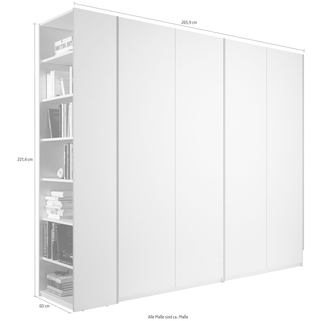 Müller SMALL LIVING Kleiderschrank »Modular Plus Variante 4«, durchgehender Boden, Anbauregal wahlweise links oder rechts montierbar