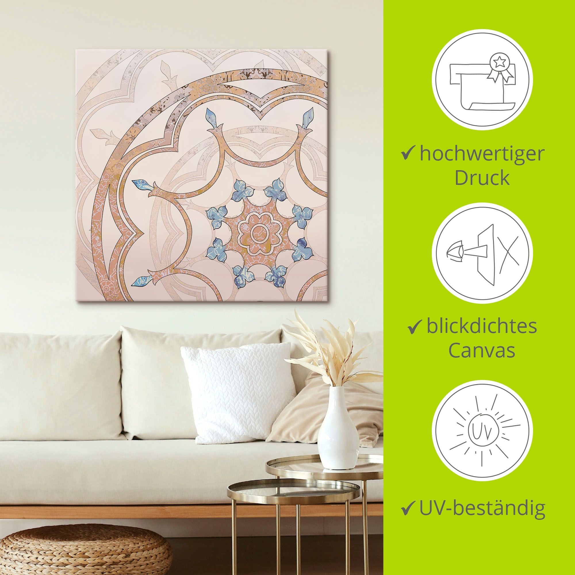 Artland Wandbild »Boho Mandala«, Muster, (1 St.), als Alubild, Outdoorbild, Leinwandbild, Poster in verschied. Größen
