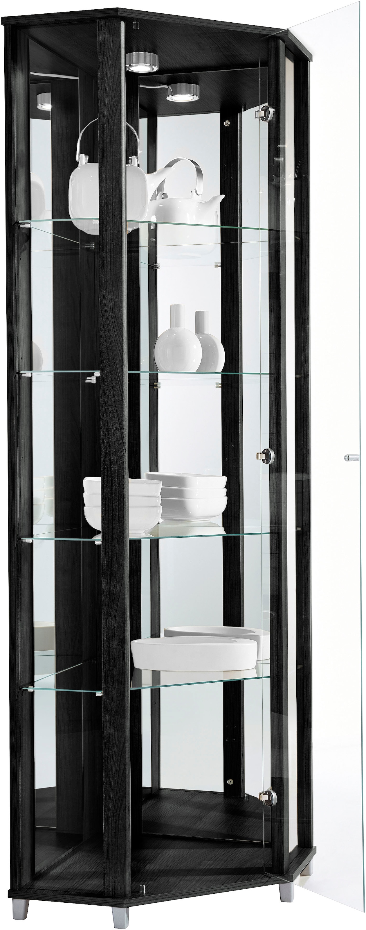 fif möbel Eckvitrine »TRIO Höhe ca. 172 cm, ink. Beleuchtung« Eckvitrine/Glasvitrine 1x Glastür, perfekt für Sammler, Sammlervitrine