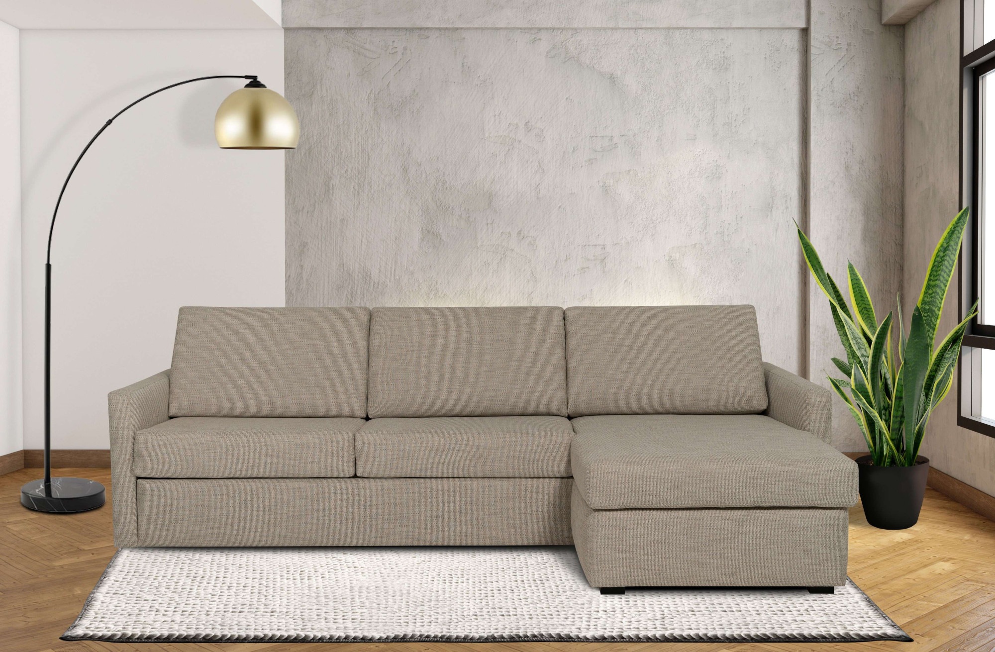 Places of Style Schlafsofa »GOLDPOINT Ecksofa 264 cm, Liegefläche (140/200cm), L-Form,«, Bettfunktion, Bonell-Federkernmatratze und Dauerschläfer-Funktion